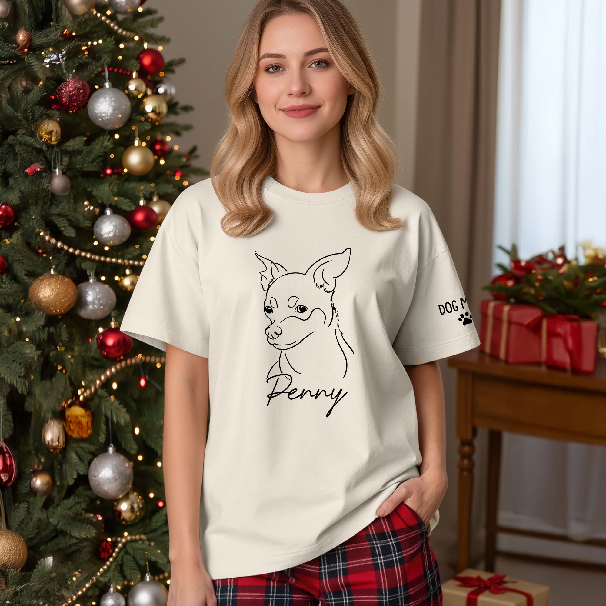 Personalized Dog Mom T-Shirt – Custom Dog Line Art Tee with Pet Name, Unique Gift for Dog Lovers