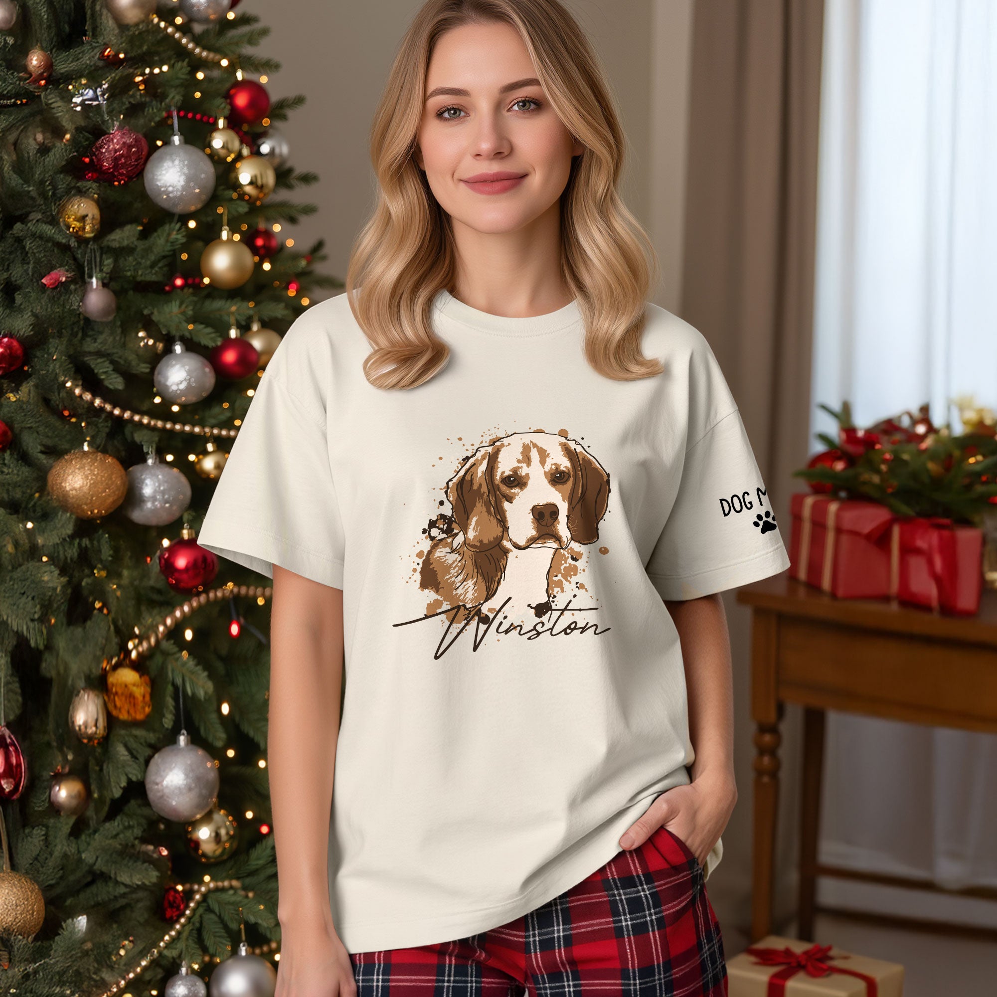 Personalized Dog Mom T-Shirt – Custom Dog Portrait Shirt with Pet Photo & Name, Unique Gift for Pet Lovers
