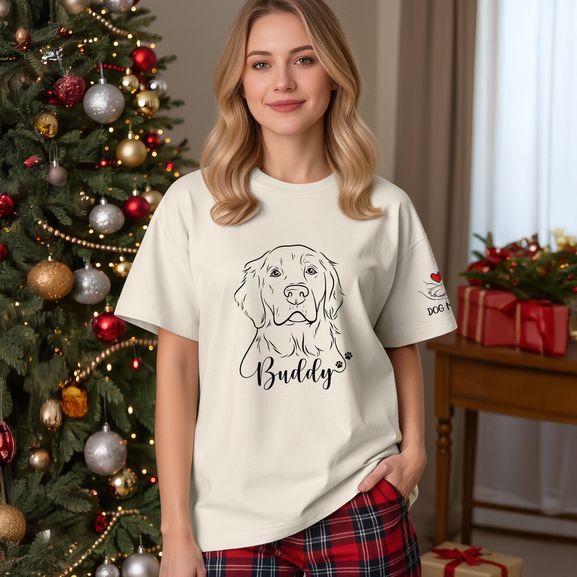 Custom Dog Mom T-Shirt – Personalized Line Art Dog Drawing, Unique Gift for Pet Lovers