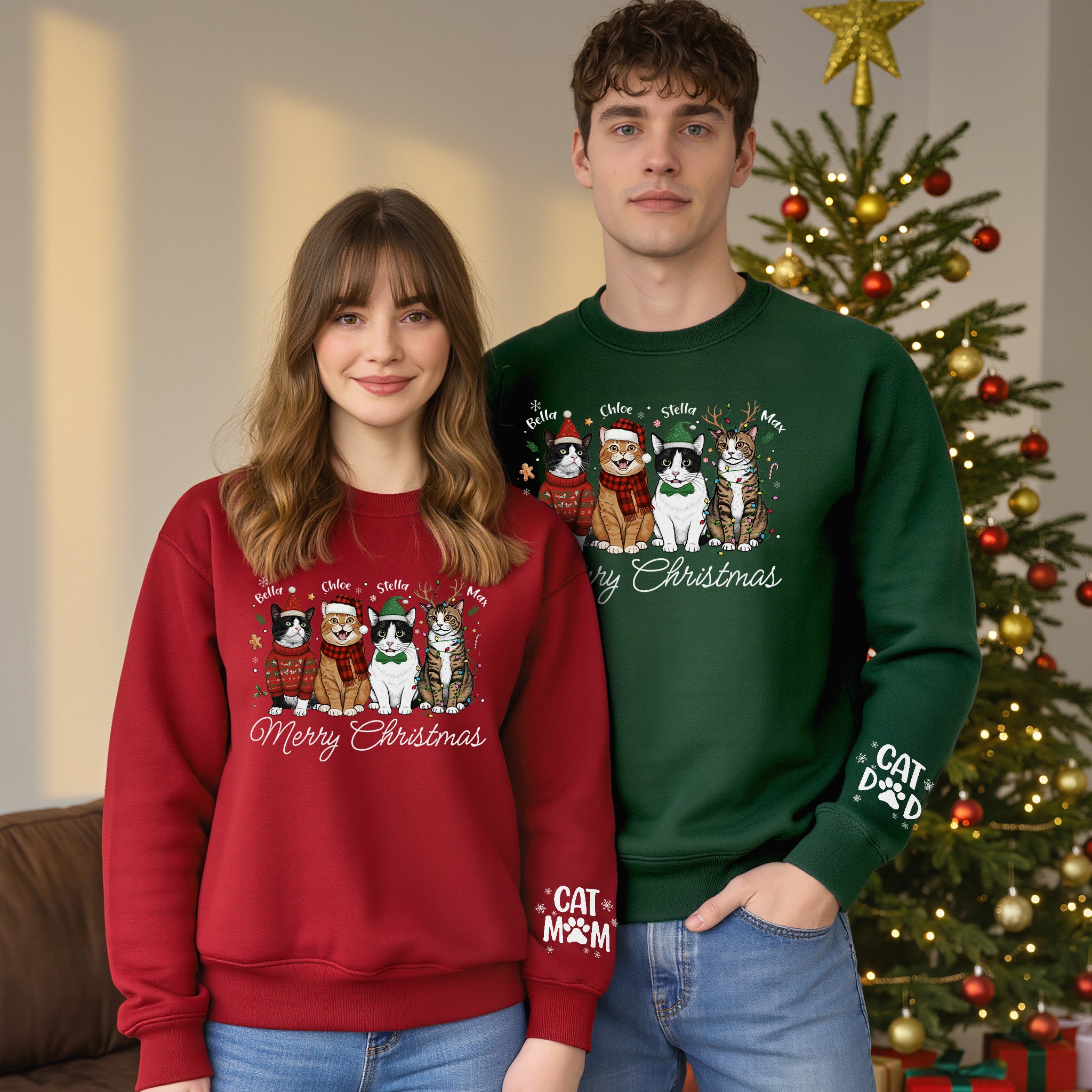 Custom Cat Mom Sweatshirt – Christmas Sweatshirt  for Women