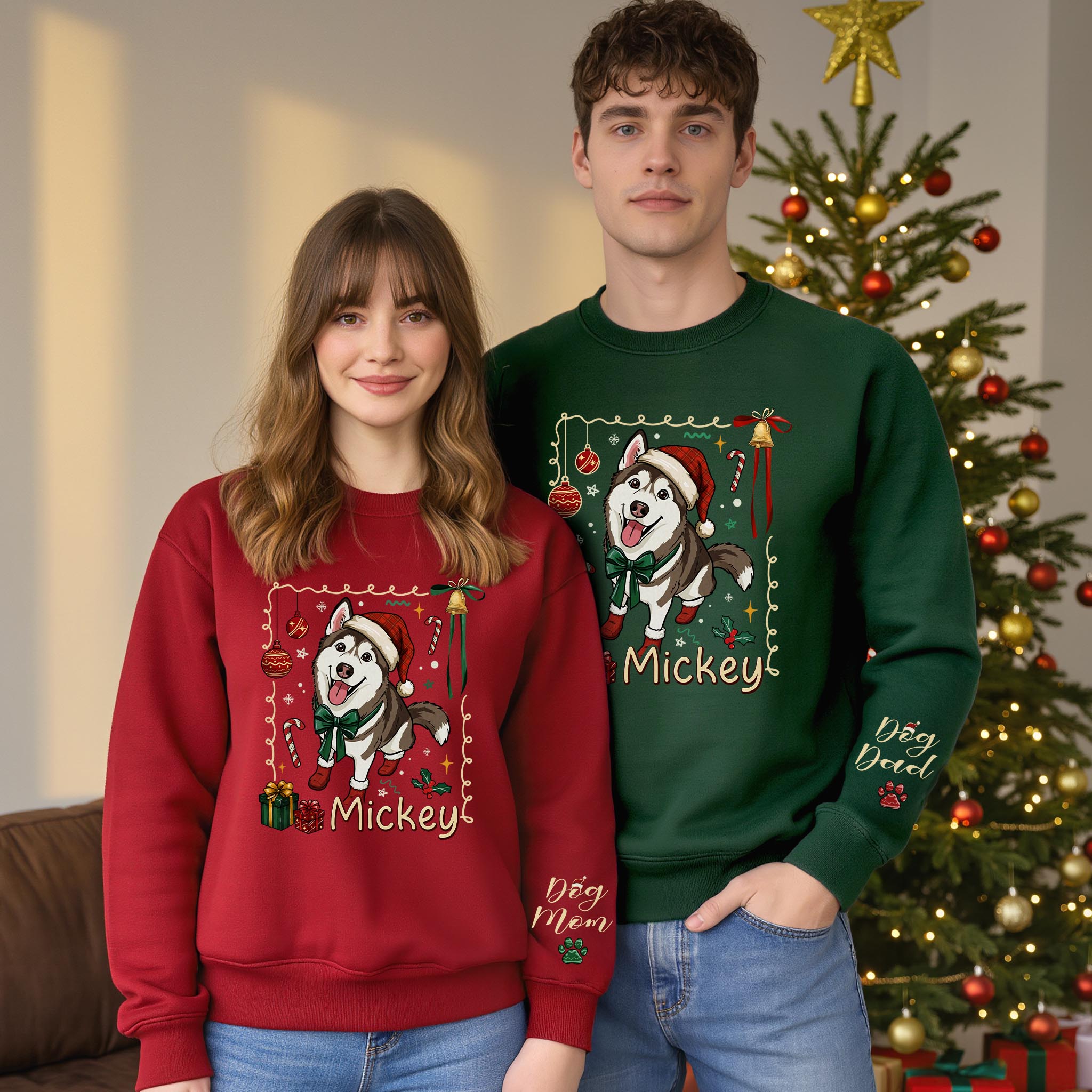 Personalized Dog Mom Sweatshirt – Custom Christmas Sweatshirt for Women