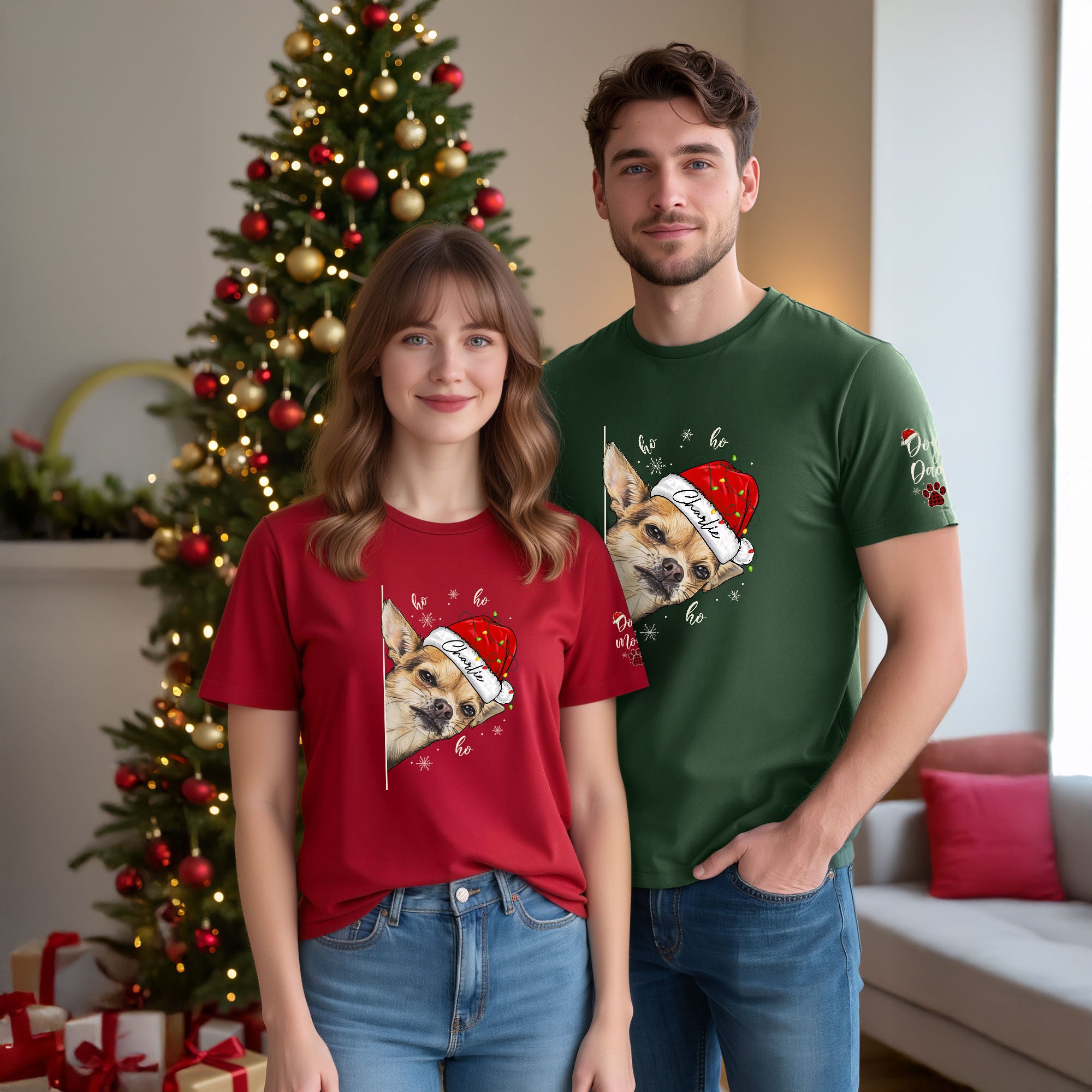 Custom Pet T-Shirt – Personalized Dog Photo Shirt, Christmas Gift for Women Dog Mom