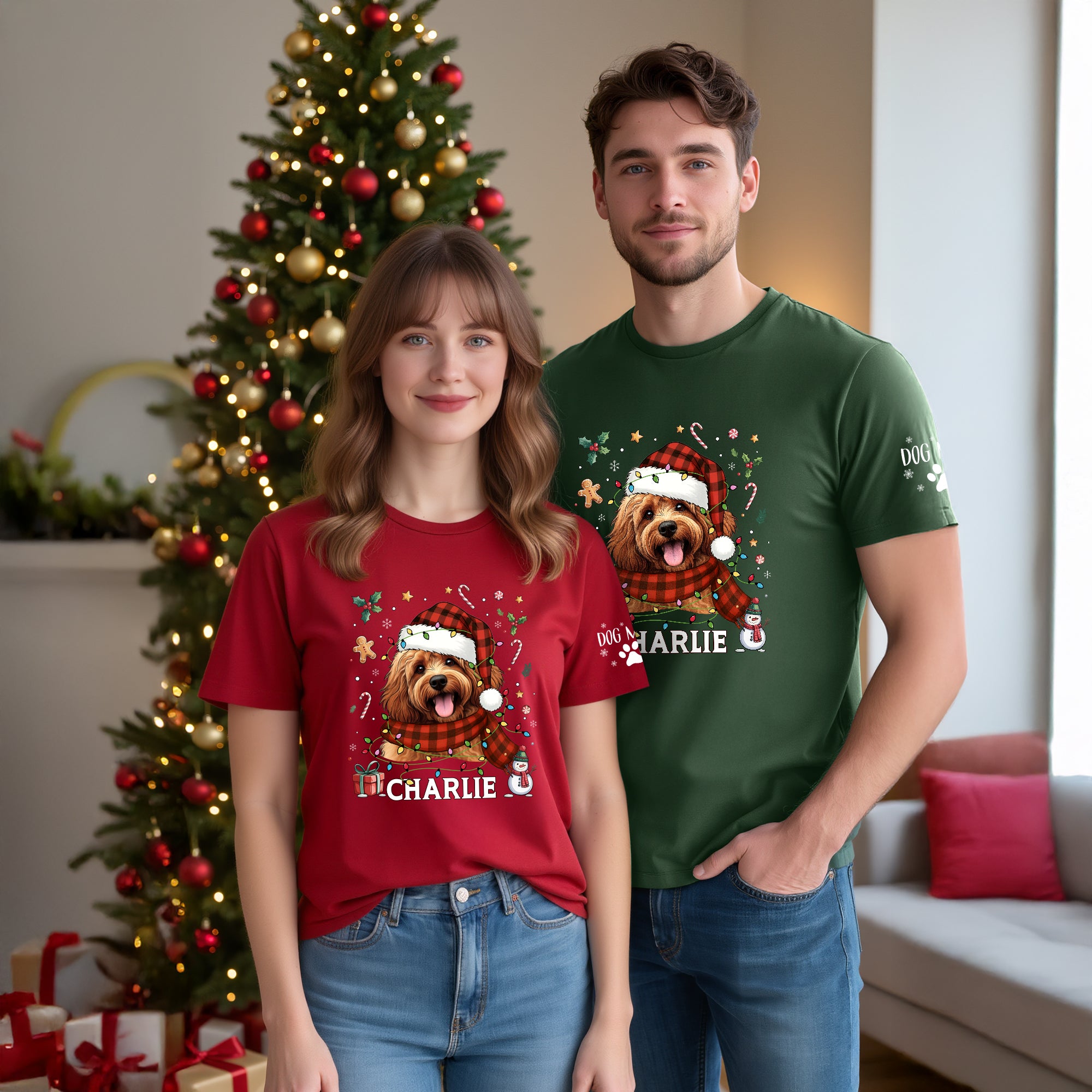 Custom Dog Christmas T-Shirt – Personalized Pet Photo Shirt, Holiday Gift for Dog Mom