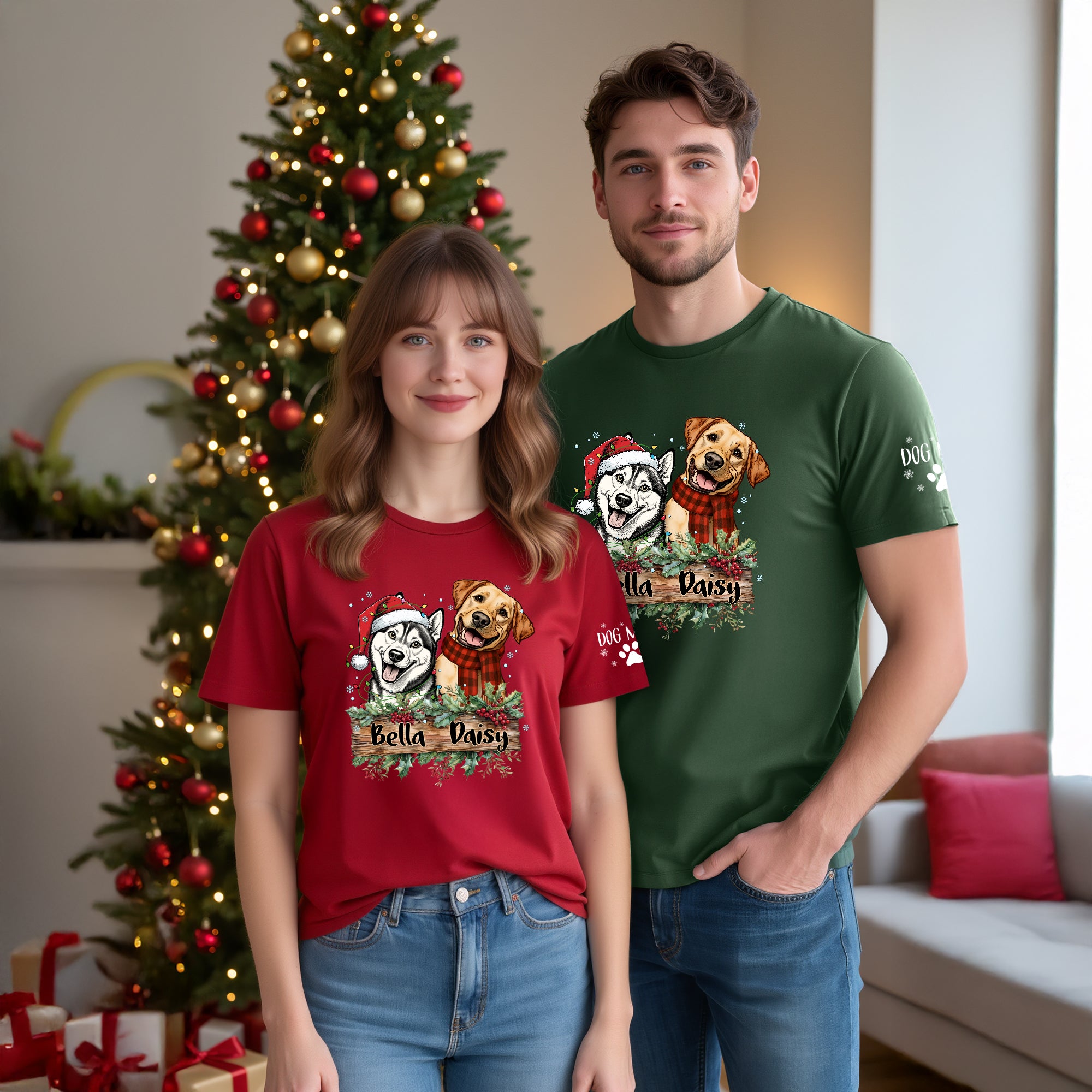 Christmas Dog T-Shirt – Custom Pet Photo Tee, Personalized Holiday Gift for Dog Lovers