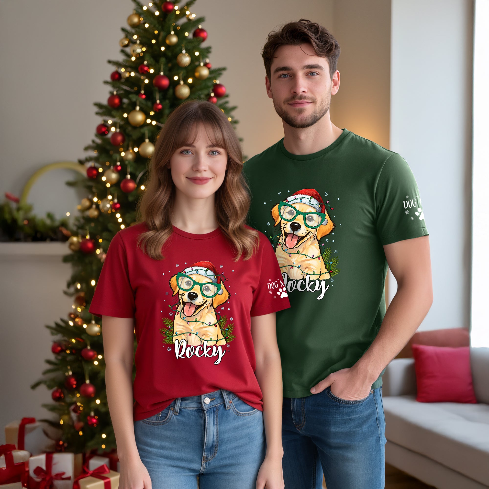 Custom Pet Christmas Shirt – Personalized Dog T-Shirt, Cute Holiday Gift for Pet Lovers