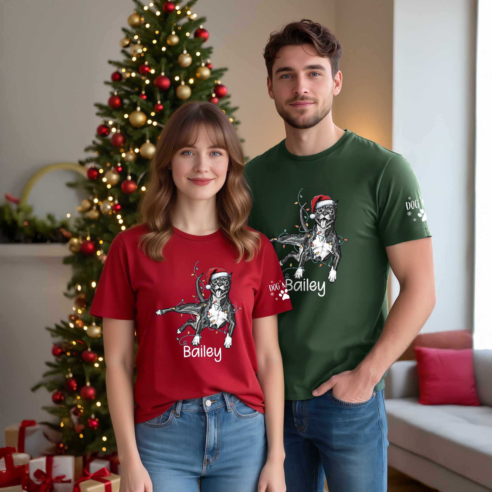 Personalized Dog Christmas T-Shirt – Custom Pet Photo Shirt, Gift for Pet Lovers