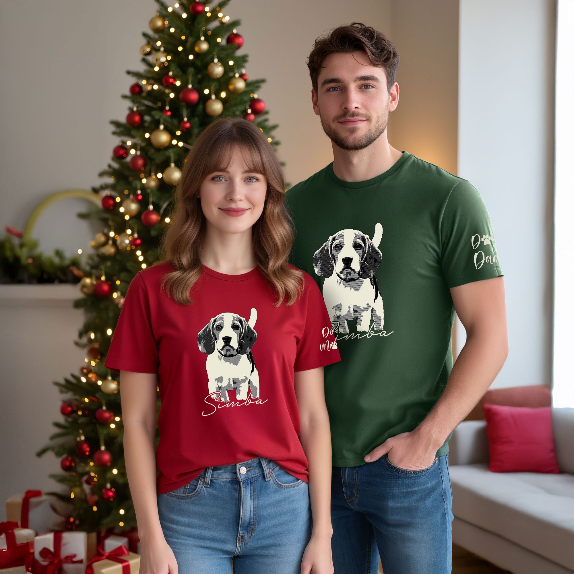 Custom Dog Lover T-Shirt with Name & Sleeve Print – Personalized Pet Graphic Tee