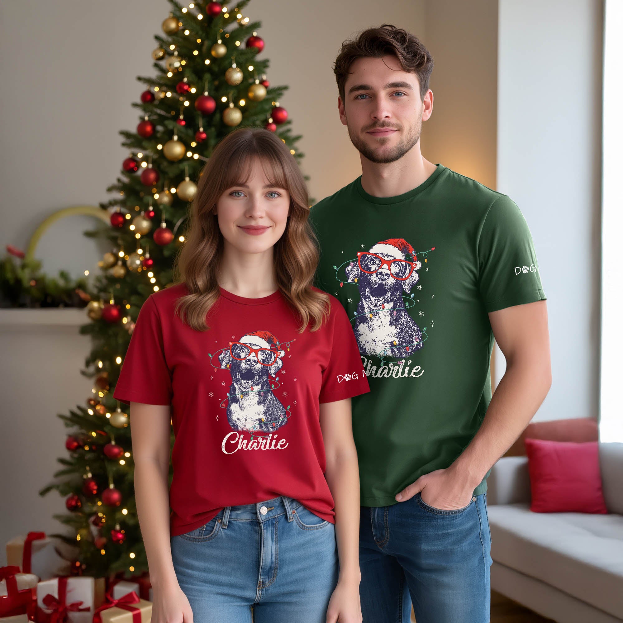 Personalized Dog Christmas Shirt – Custom Pet Photo Tee, Holiday Gift for Dog Mom