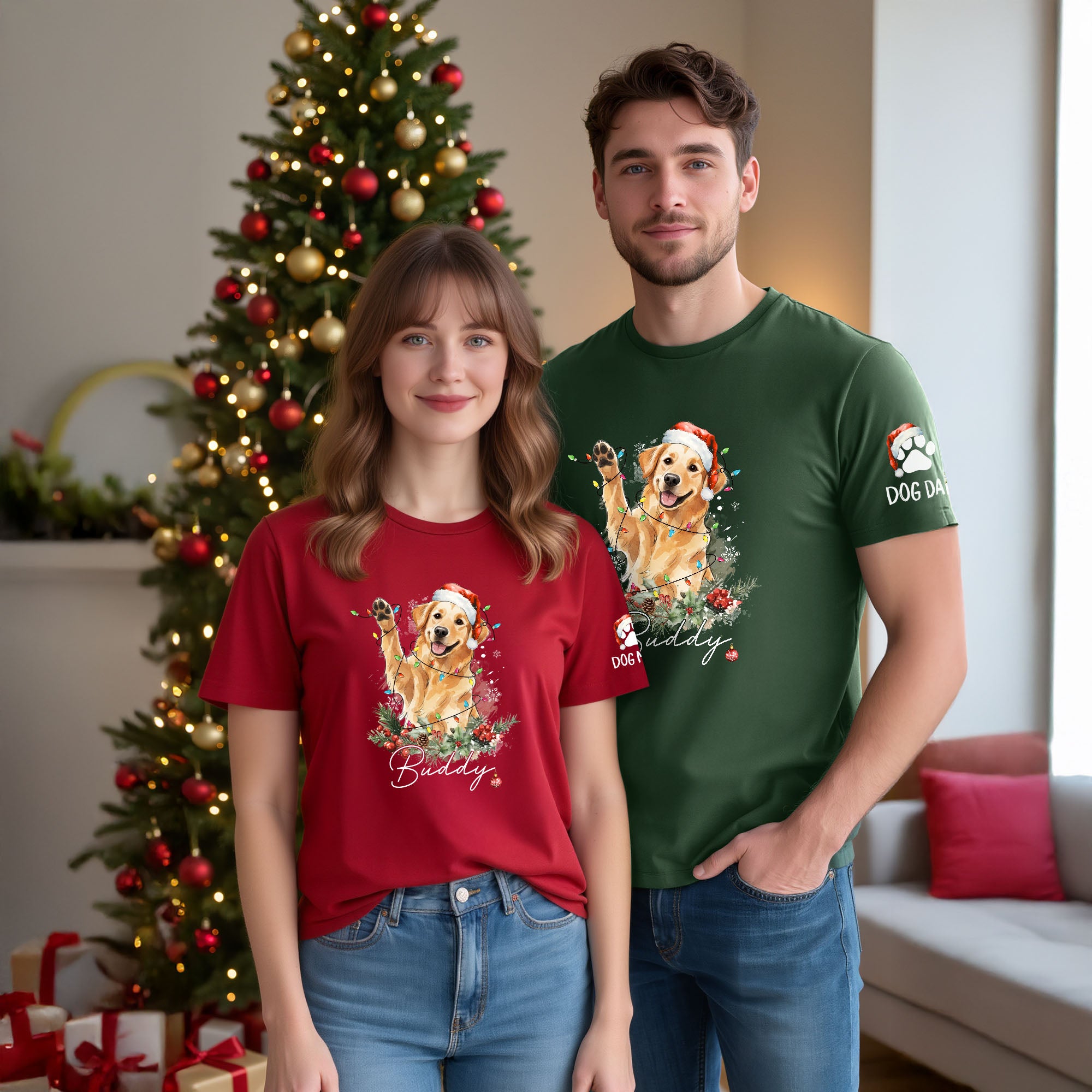 Custom Pet Photo T-Shirt – Personalized Dog Christmas Tee, Funny Gift for Dog Lovers