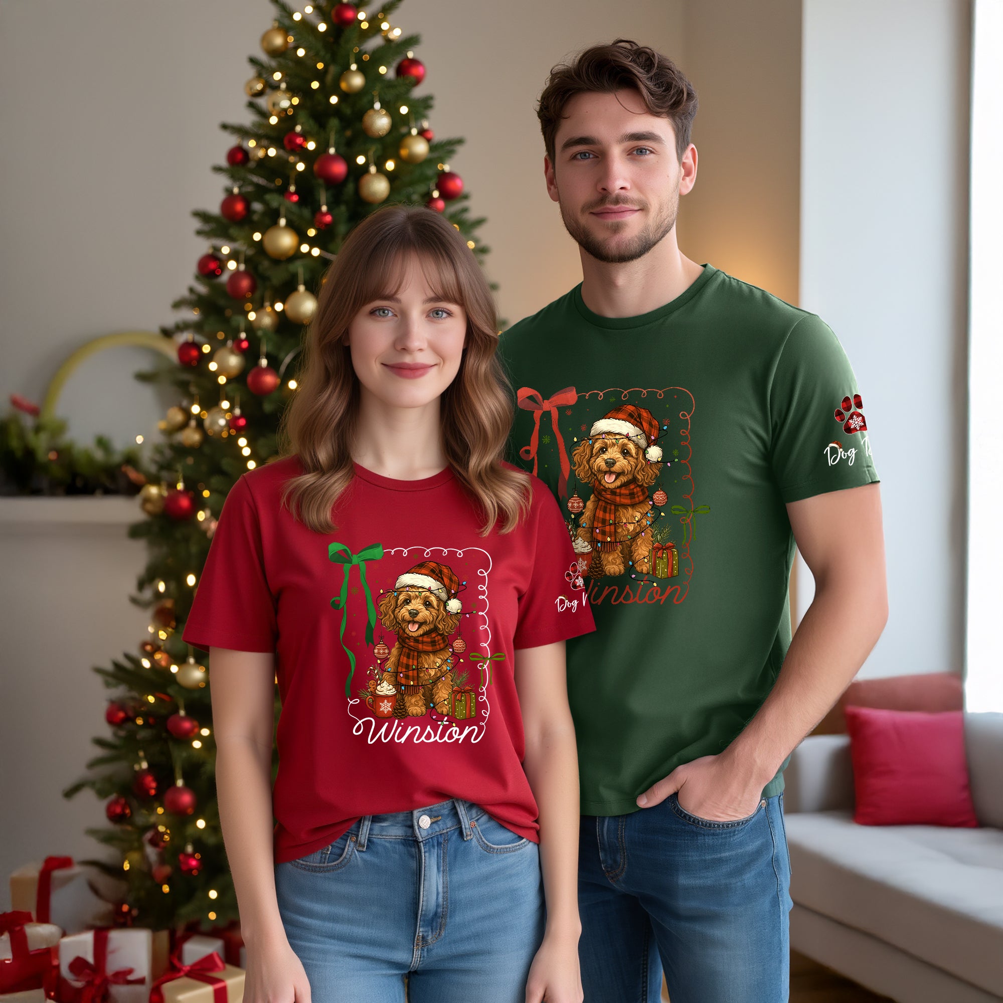 Dog Mom Christmas Shirt – Custom Pet Face T-Shirt, Personalized Holiday Gift Idea