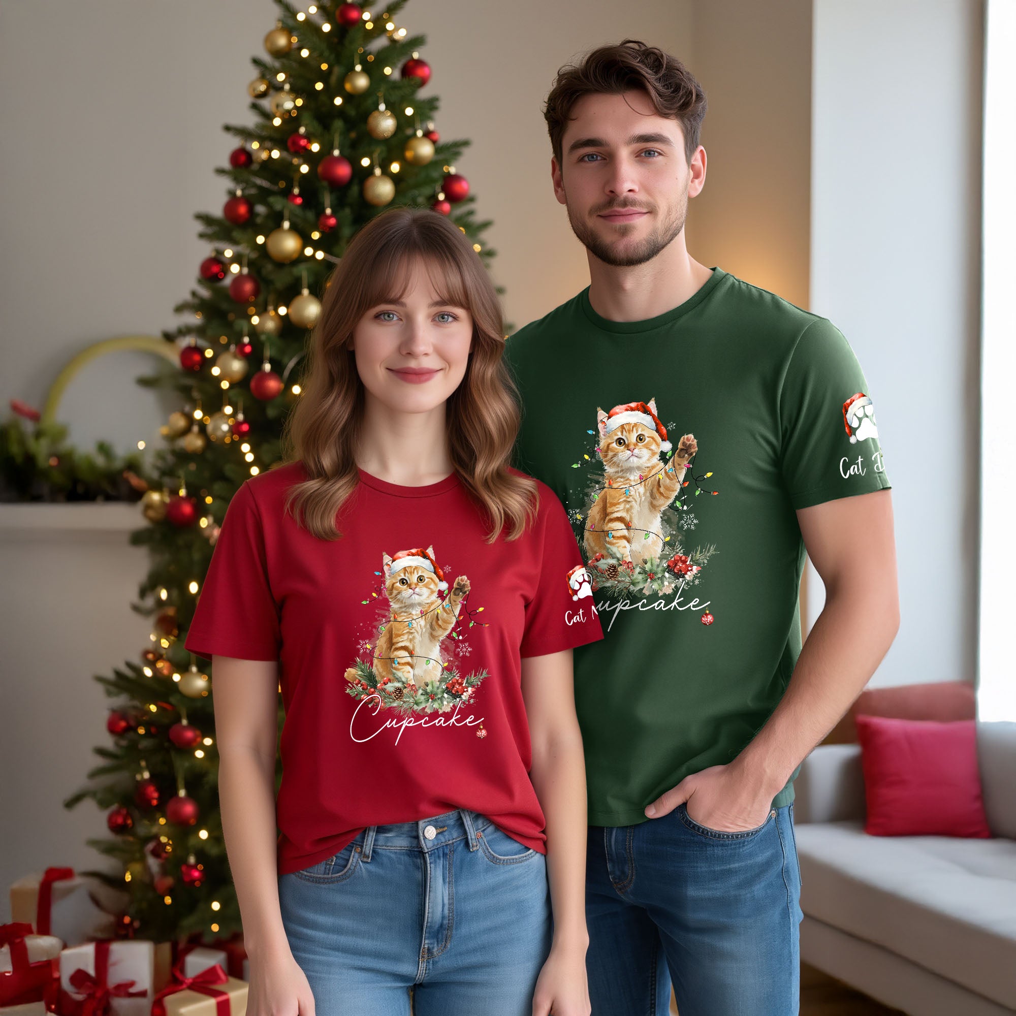 Custom Cat Lover T-Shirt – Personalized Pet Photo Christmas Shirt, Cute Gift for Pet Lovers