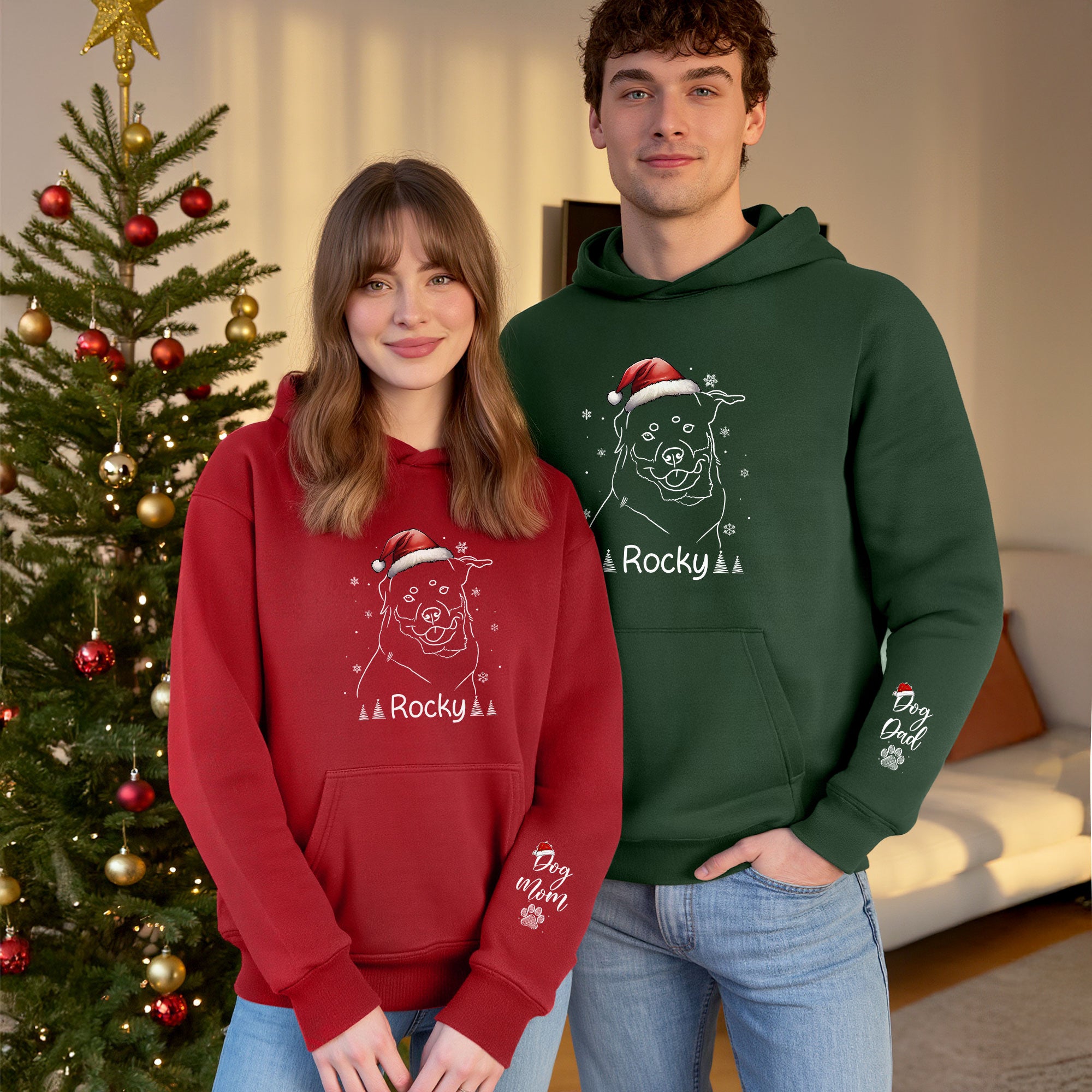 Custom Dog Face Hoodie – Elegant Line Art Design with Your Pet’s Name, Unique Dog Mom Gift