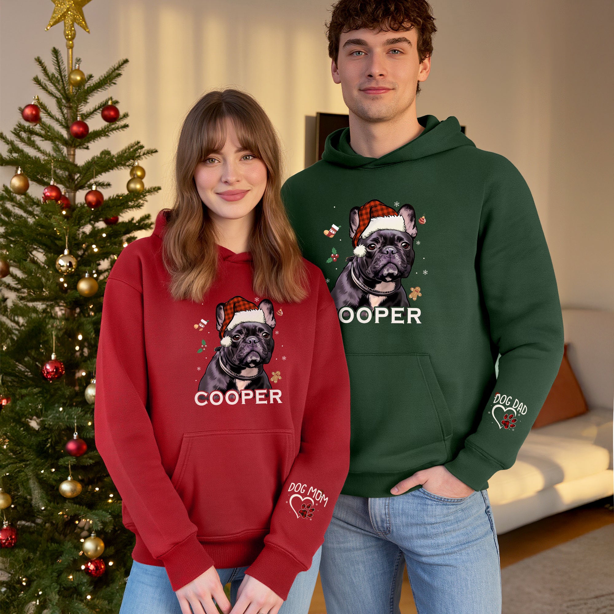 Custom Pet Photo Hoodie – Personalized French Bulldog Art Hoodie, Perfect Dog Mom Gift