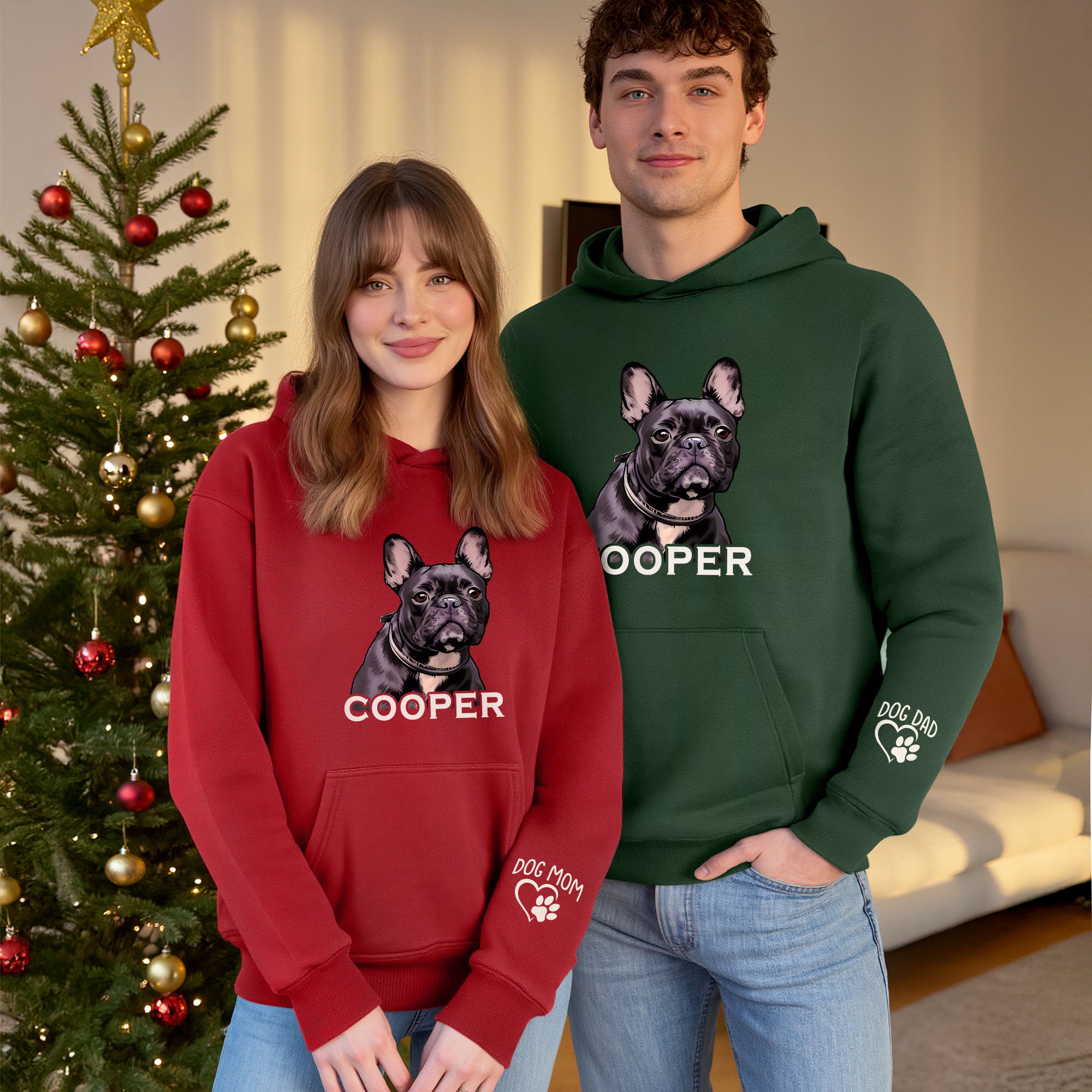 Custom Dog Mom Hoodie – Personalized Pet Portrait & Name, Cute Dog Lover Gift