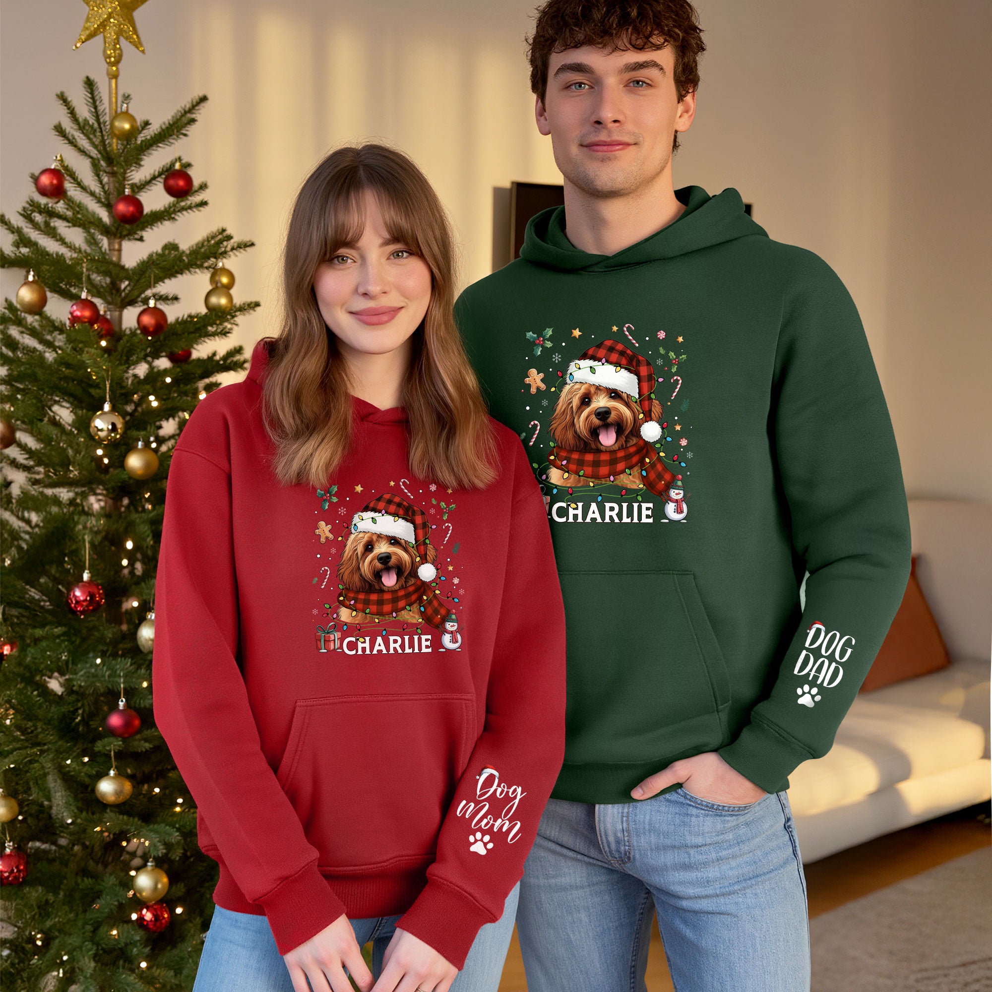 Personalized Dog Mom Hoodie – Custom Pet Photo Christmas Hoodie, Holiday Gift for Pet Lovers