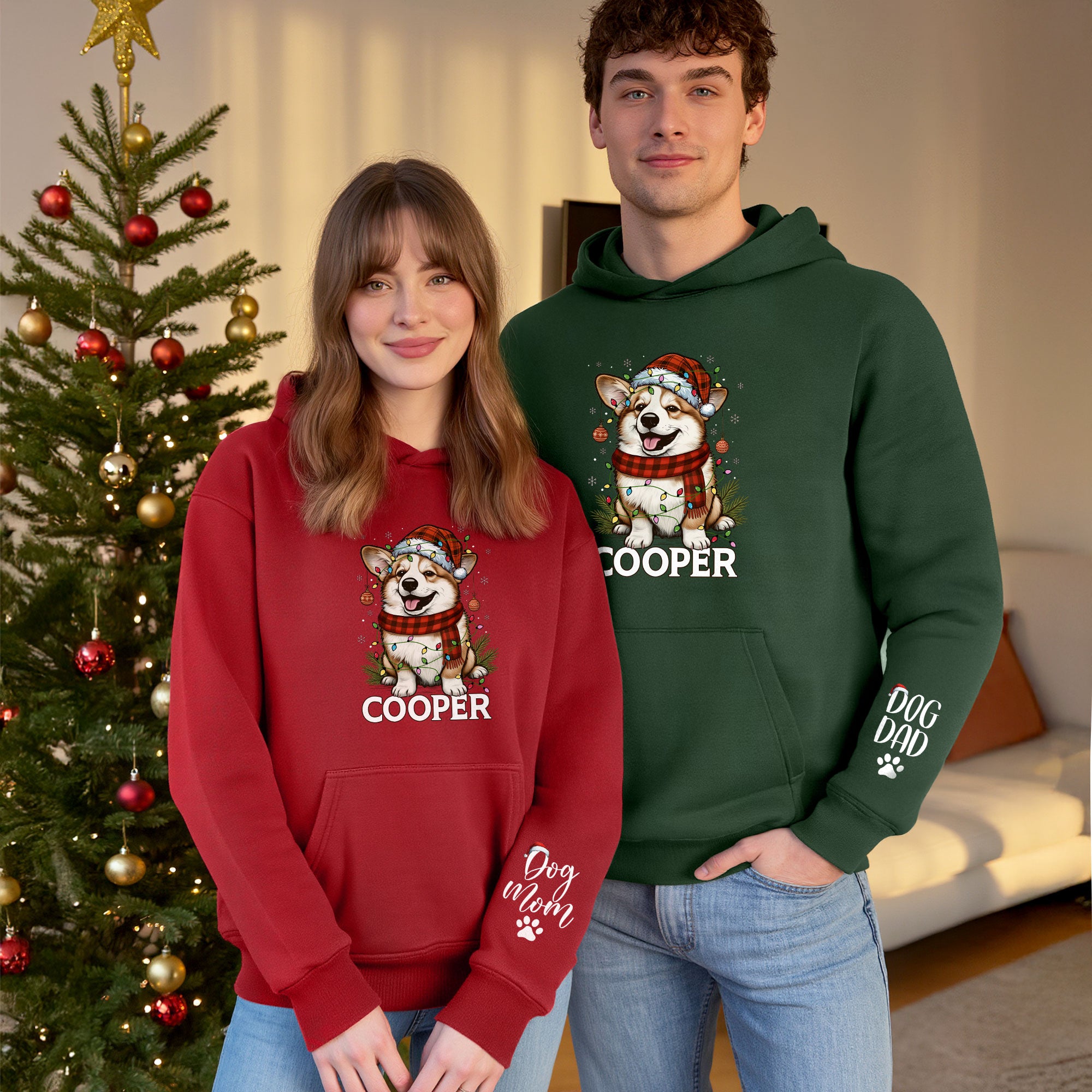 Custom Dog Mom Hoodie – Personalized Pet Photo Christmas Hoodie, Cute Gift for Dog Lovers