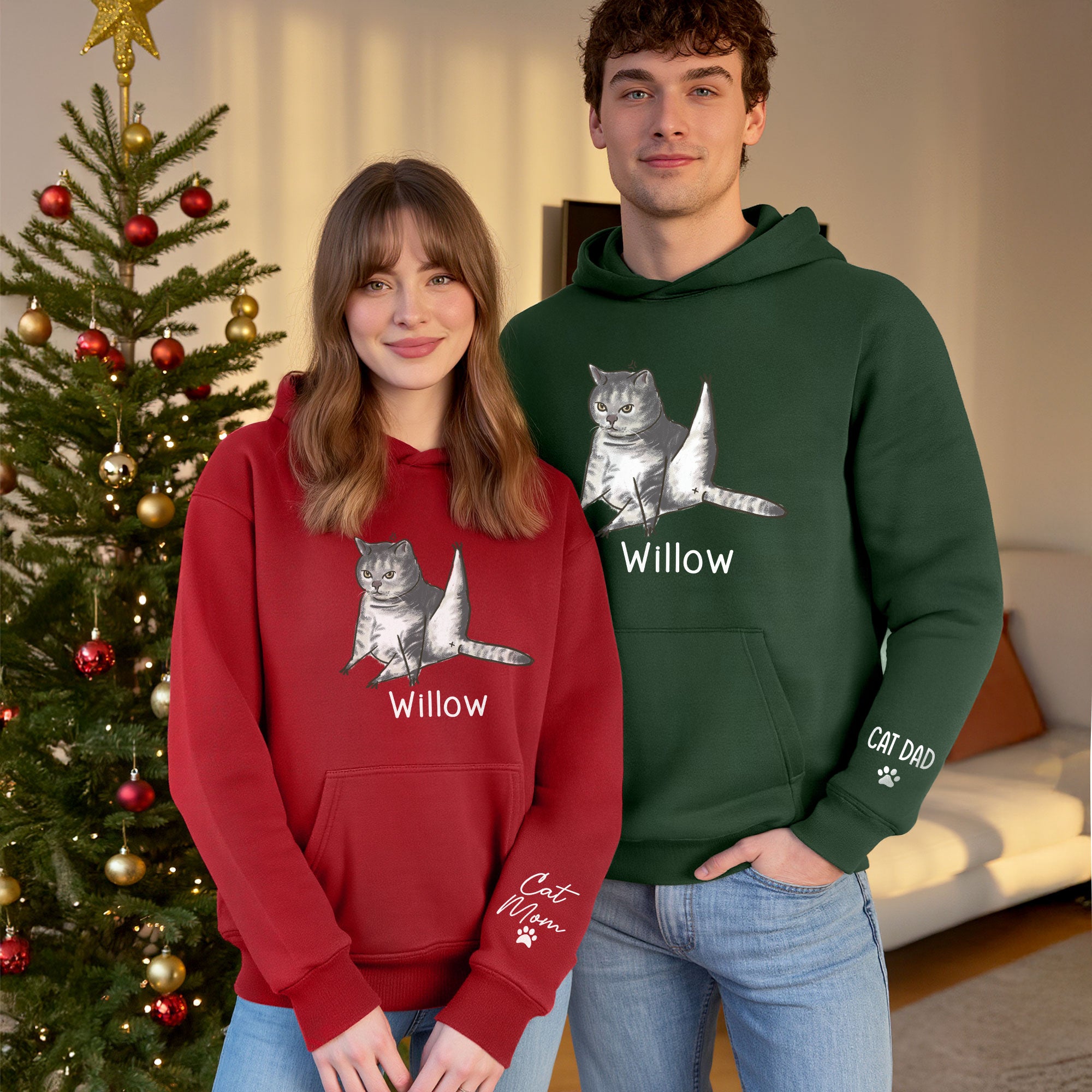 Custom Cat Mom Hoodie – Personalized Cat Hoodie with Pet Photo & Name, Funny Gift for Cat Lovers