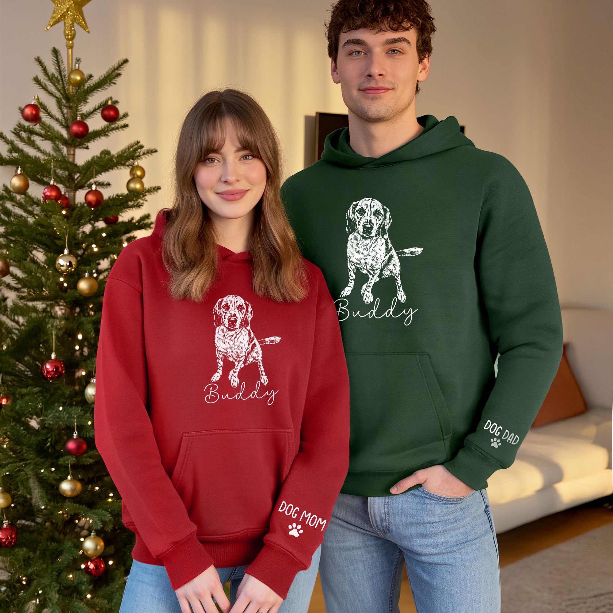 Personalized Dog Mom Hoodie, Custom Dog Line Art Hoodie with Pet Name, Unique Gift for Dog Lovers