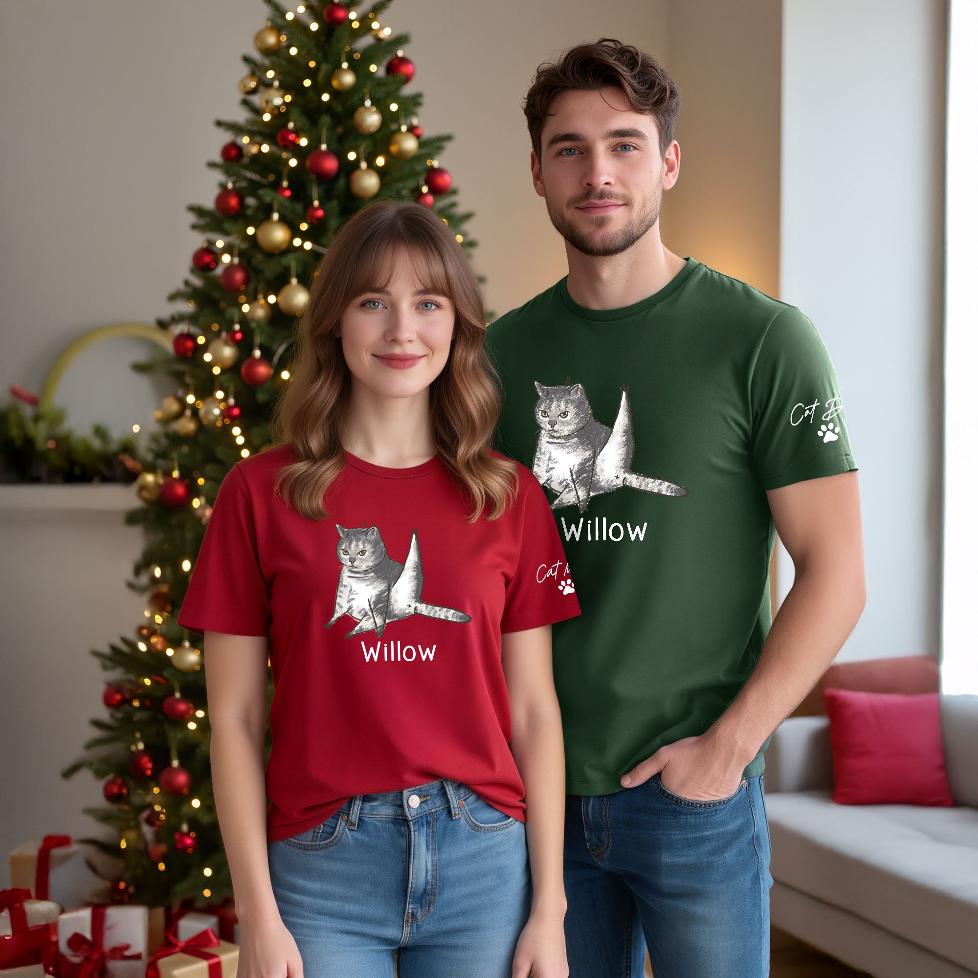 Custom Cat Mom T-Shirt – Personalized Funny Cat Shirt with Pet Photo & Name, Unique Gift for Cat Lovers