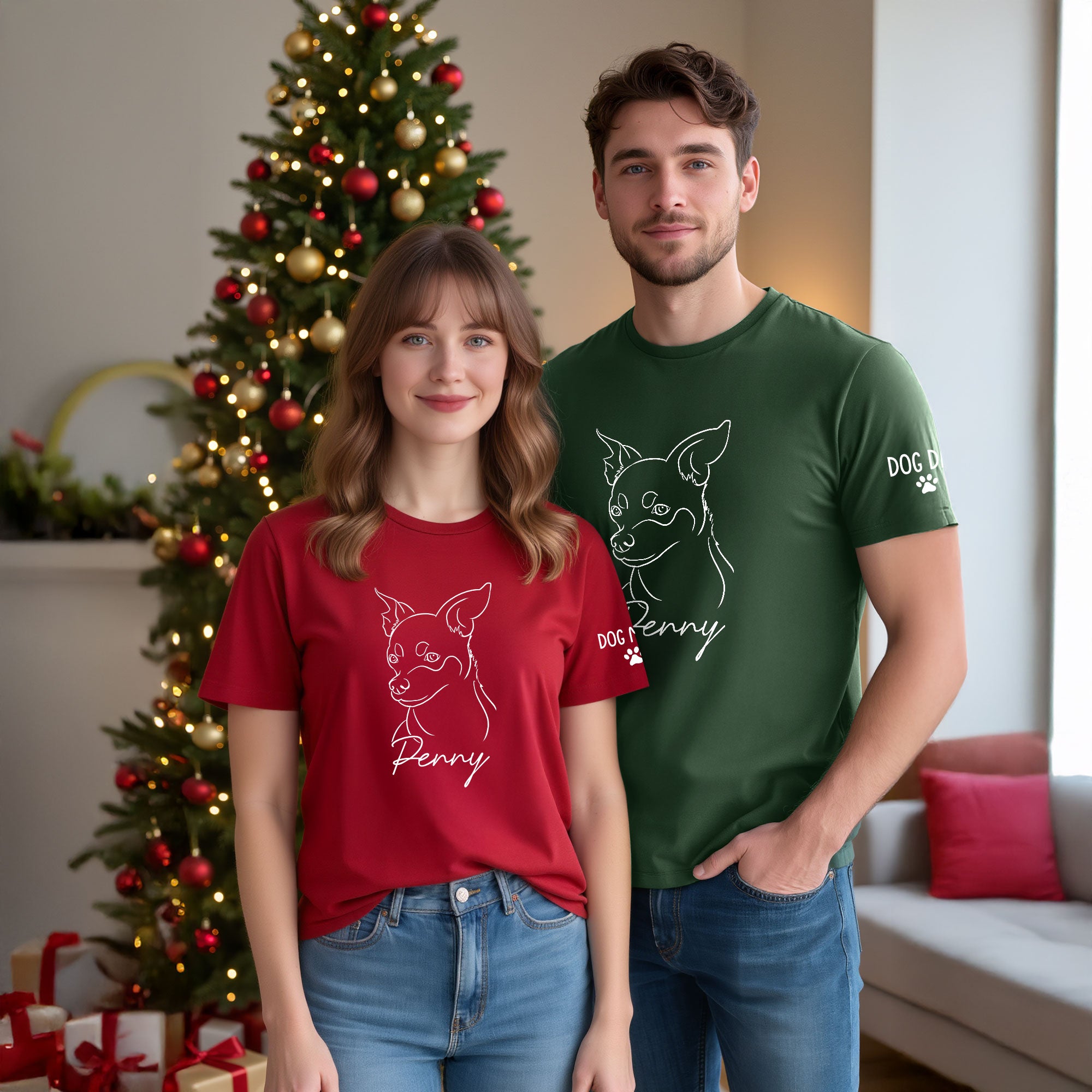 Personalized Dog Mom T-Shirt – Custom Dog Line Art Tee with Pet Name, Unique Gift for Dog Lovers