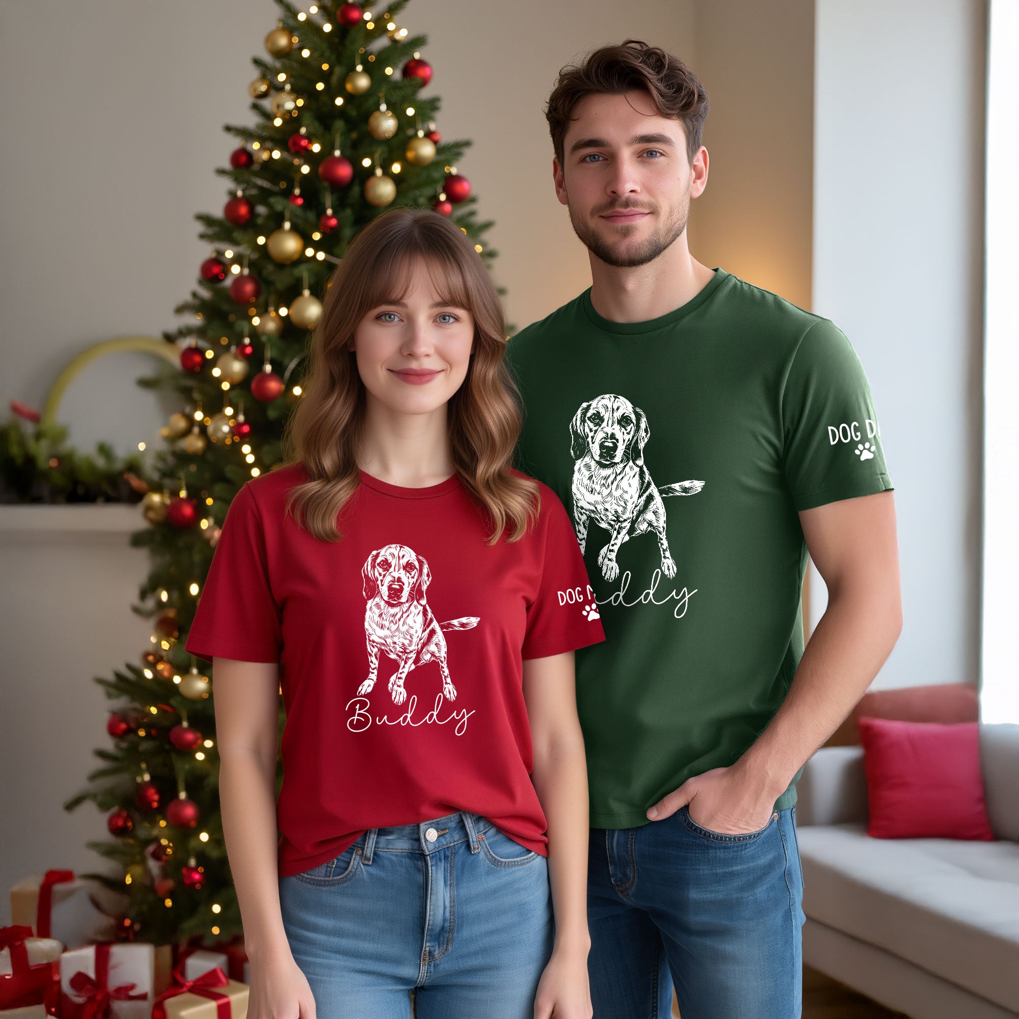 Personalized Dog Mom T-Shirt, Custom Dog Line Art Tee with Pet Name, Unique Gift for Dog Lovers