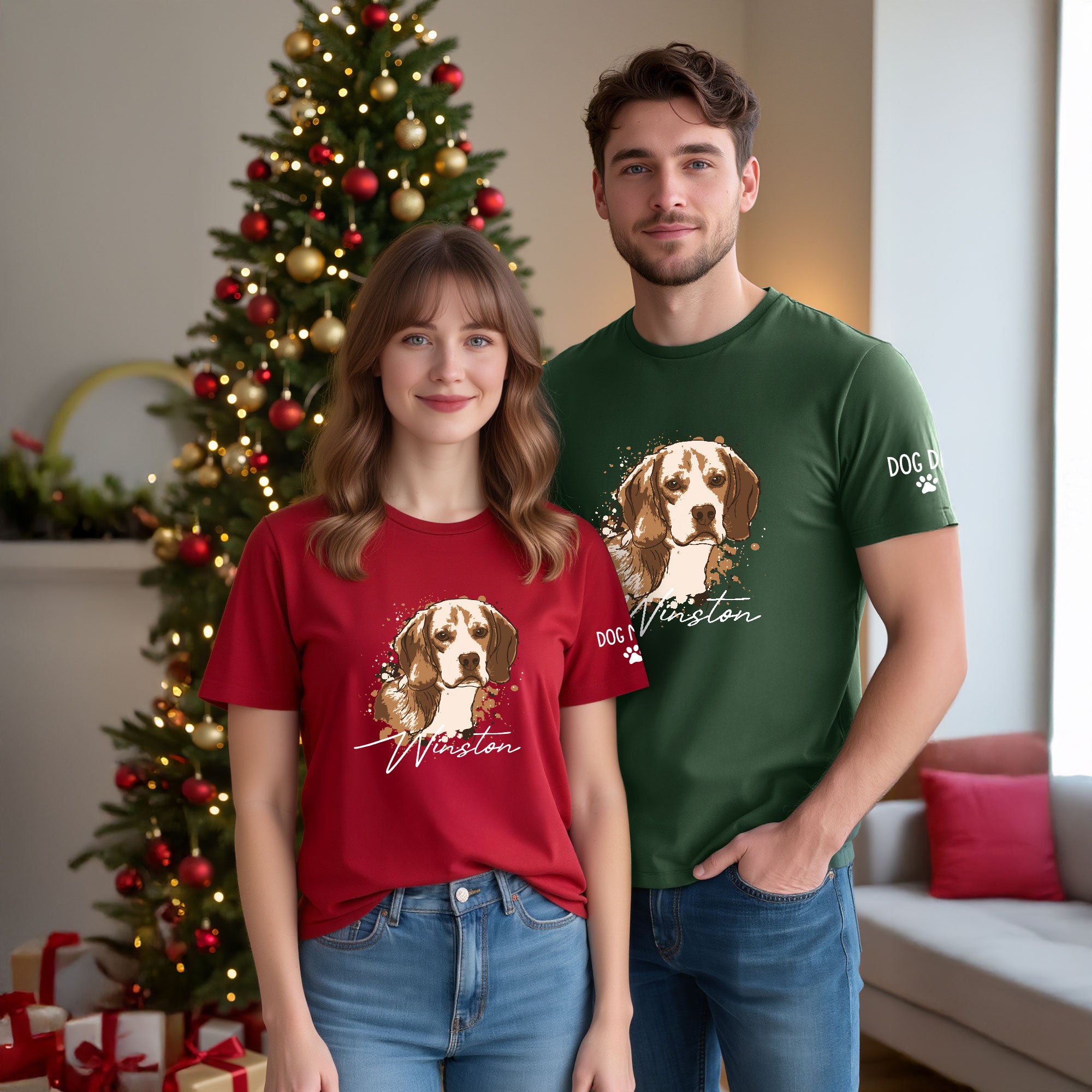 Personalized Dog Mom T-Shirt – Custom Dog Portrait Shirt with Pet Photo & Name, Unique Gift for Pet Lovers