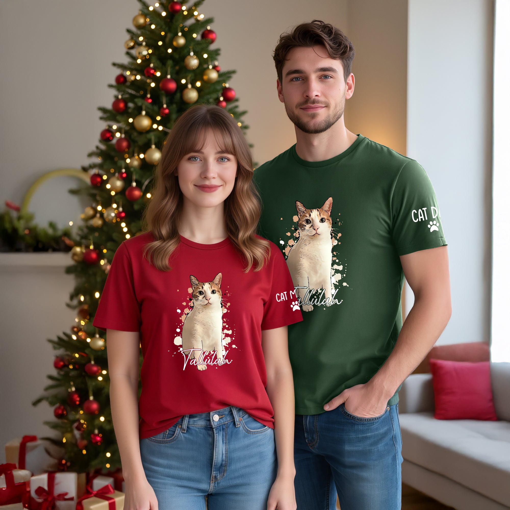 Personalized Cat Mom T-Shirt – Custom Cat Photo Shirt with Pet Name, Unique Gift for Cat Lovers