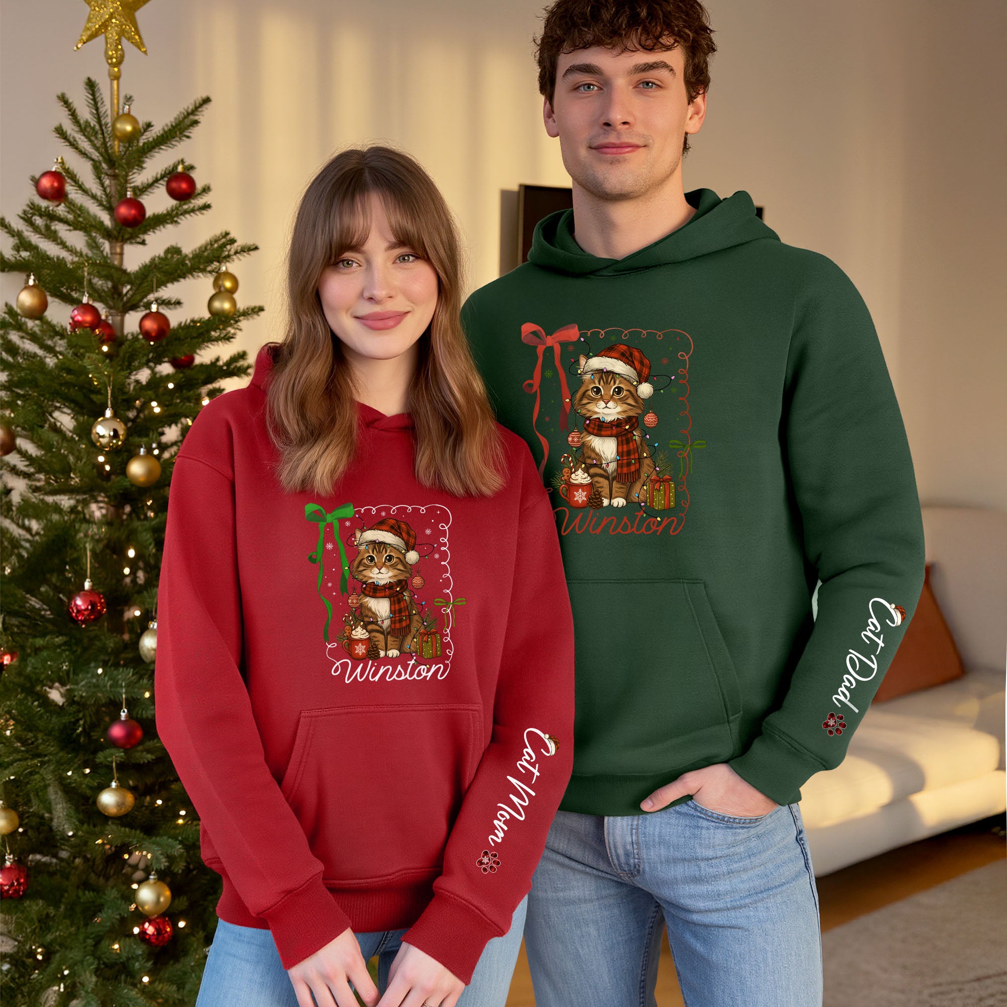 Personalized Cat Mom Hoodie – Custom Cat Photo Hoodie, Holiday Gift for Cat Lovers