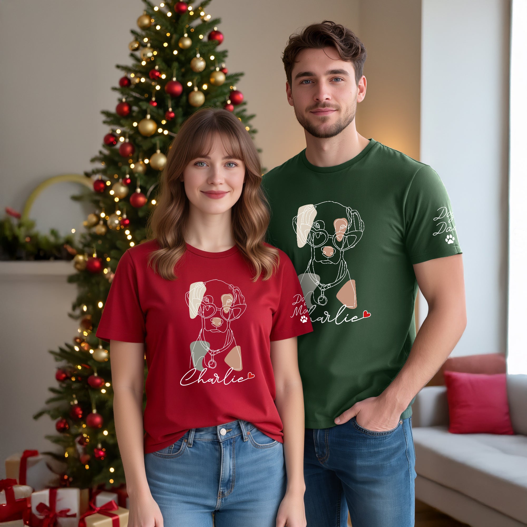 Christmas Dog Mom T-Shirt – Personalized Pet Photo Shirt, Custom Holiday Gift for Women