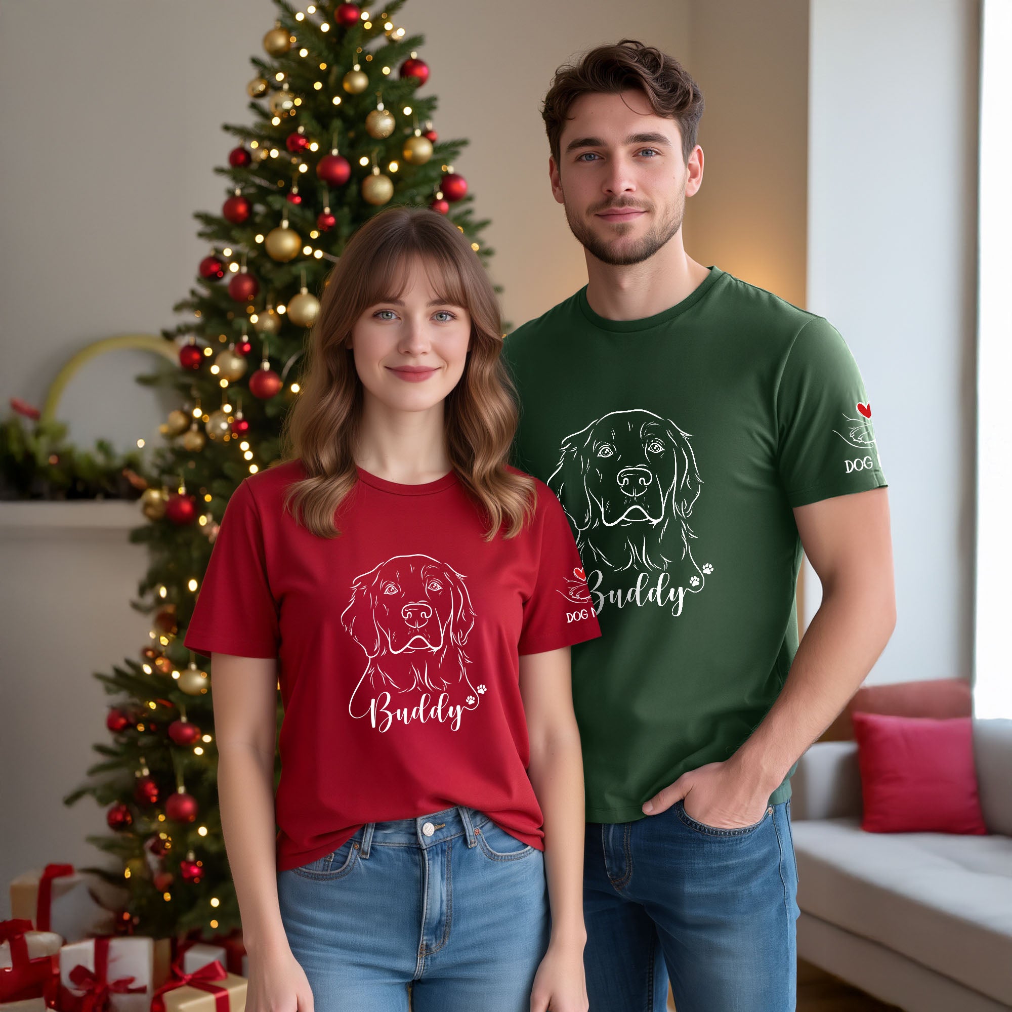 Custom Dog Mom T-Shirt – Personalized Line Art Dog Drawing, Unique Gift for Pet Lovers