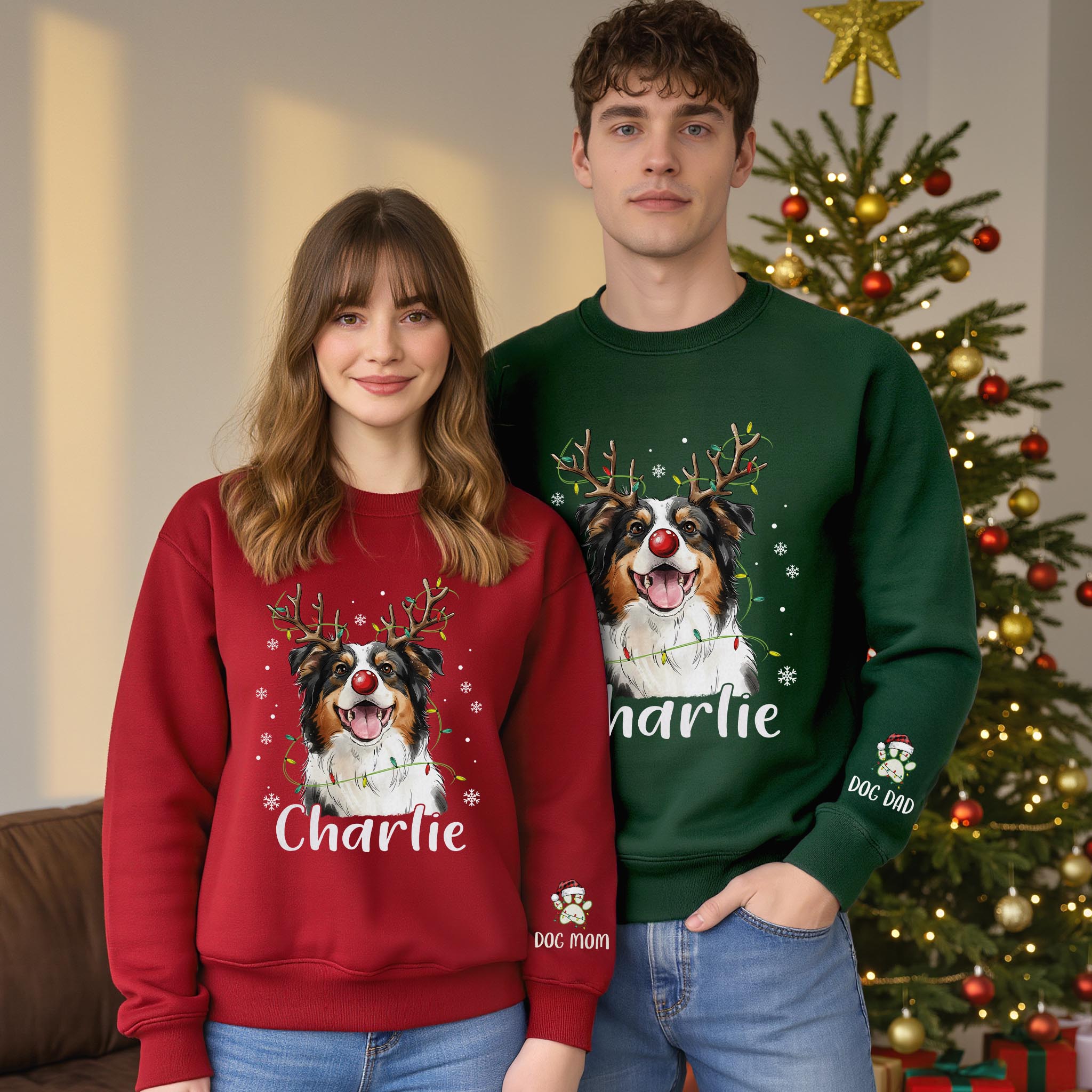 Personalized Dog Mom Sweatshirt with Custom Pet Face – Cozy Gift for Pet Owners