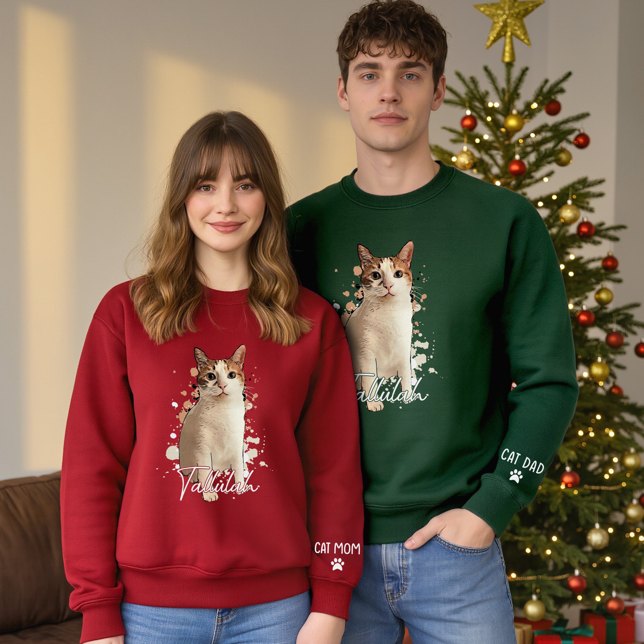 Personalized Cat Mom Sweatshirt – Custom Photo Sweatshirt for Women Cat Lovers