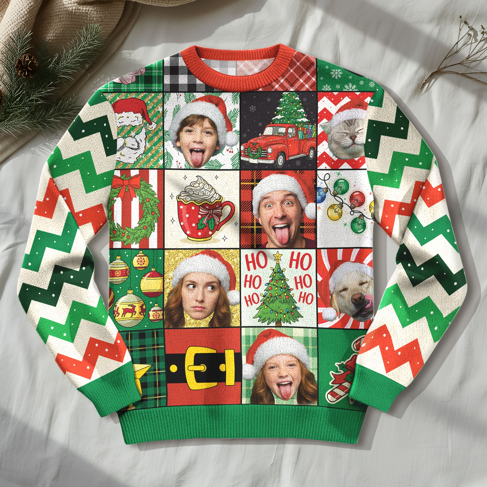 Custom Ugly Christmas Sweater – Personalized Photo Holiday Sweater for Family, Pets & Gifts