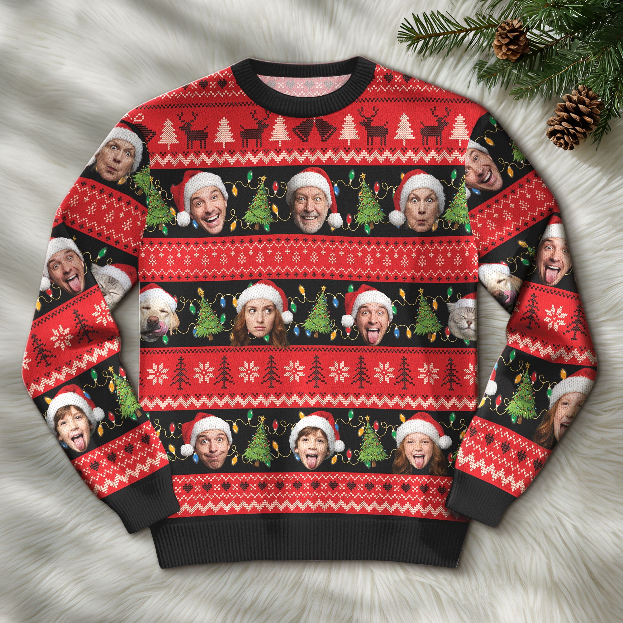 Custom Ugly Christmas Sweater – Personalized Photo Festive Knit for Family, Pets & Holiday Gifts