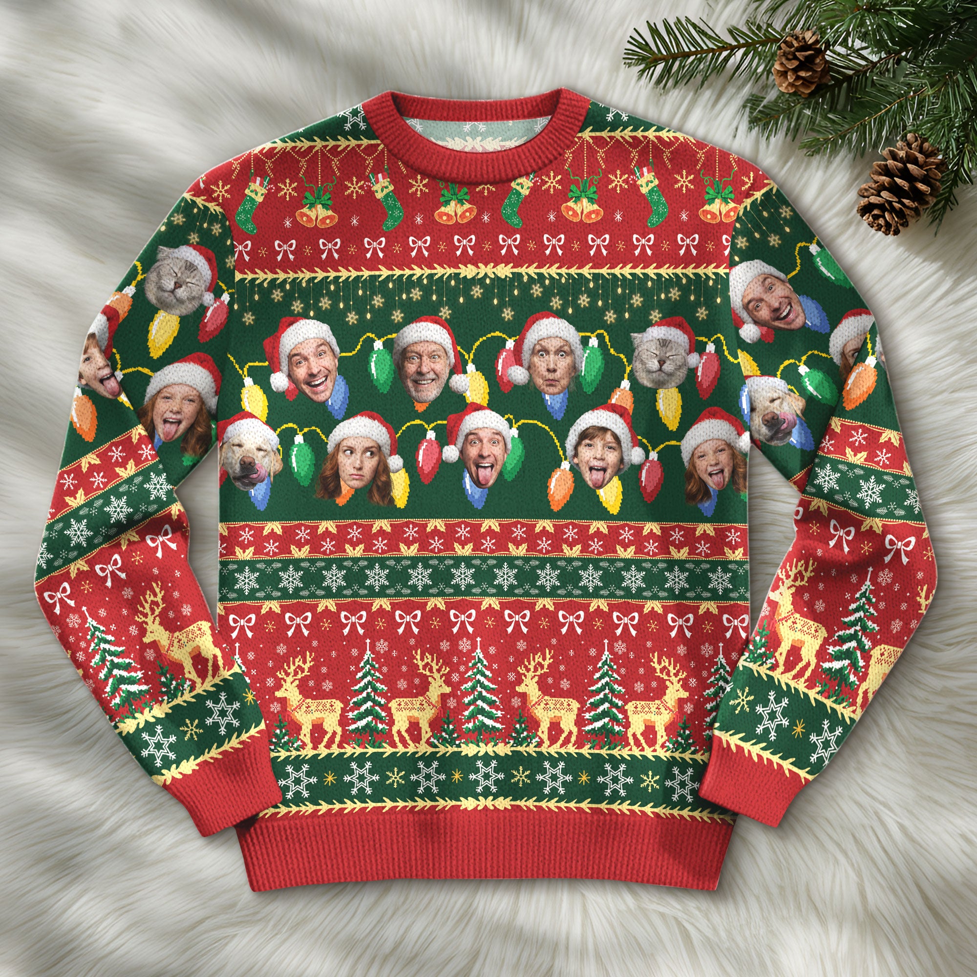 Custom Ugly Christmas Sweater – Personalized Photo Holiday Knit for Family, Pets & Festive Celebrations