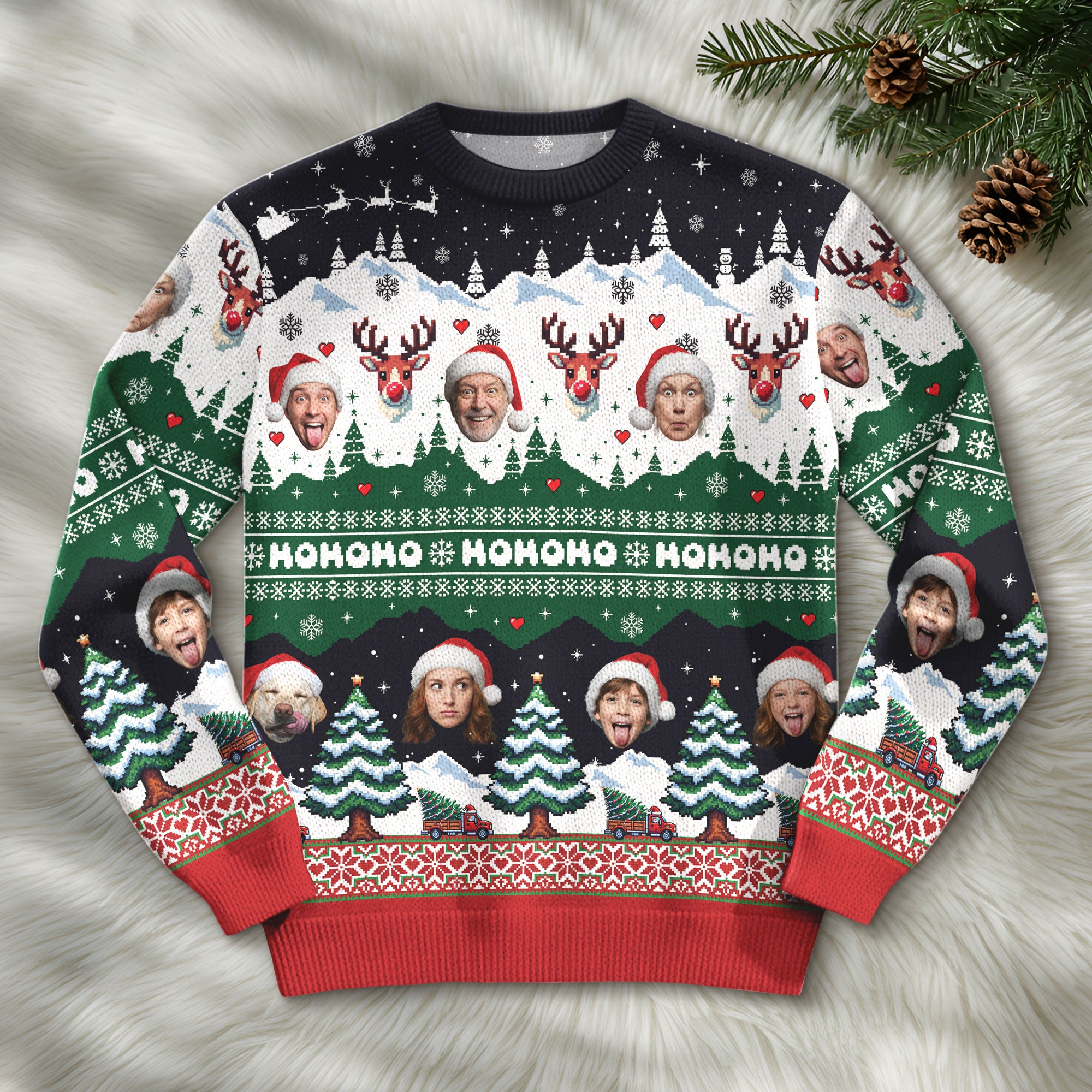 Custom Ugly Christmas Sweater – Personalized Photo Winter Holiday Knit for Family, Pets & Fun Gifting