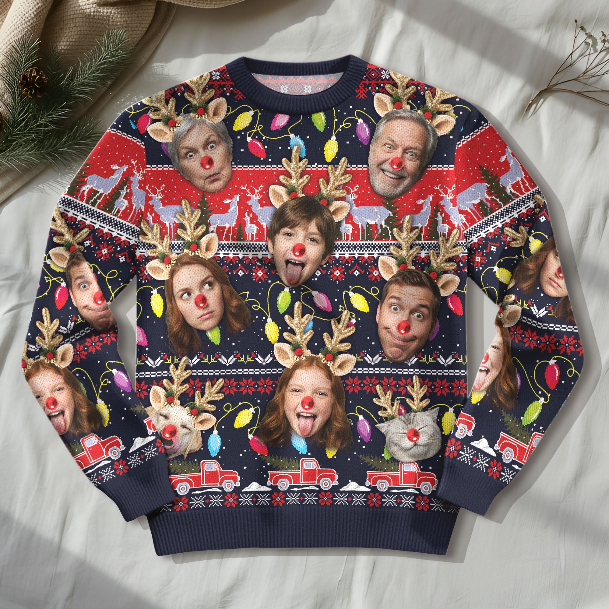 Custom Christmas Face Sweatshirt – Personalized Funny Holiday Photo Sweater