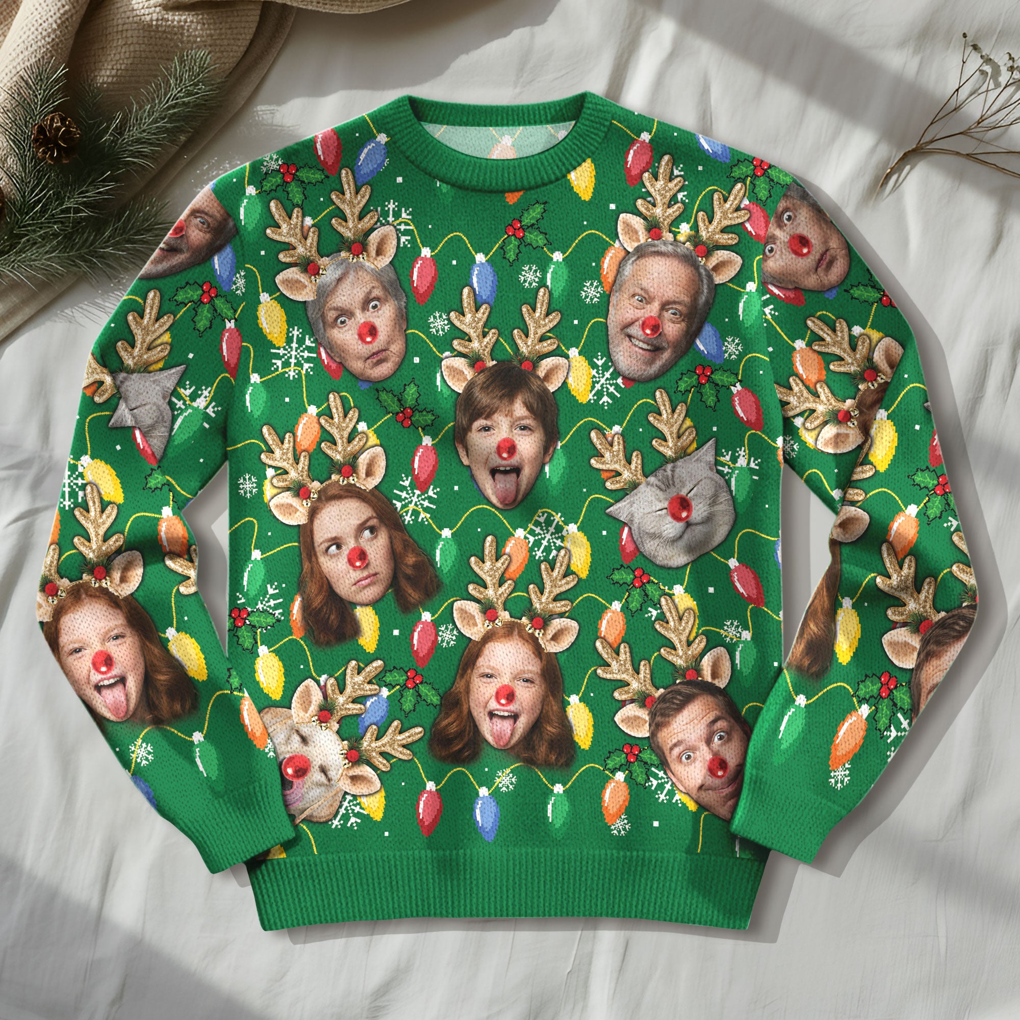Custom Photo Ugly Christmas Sweater – Unique Family Holiday Outfit