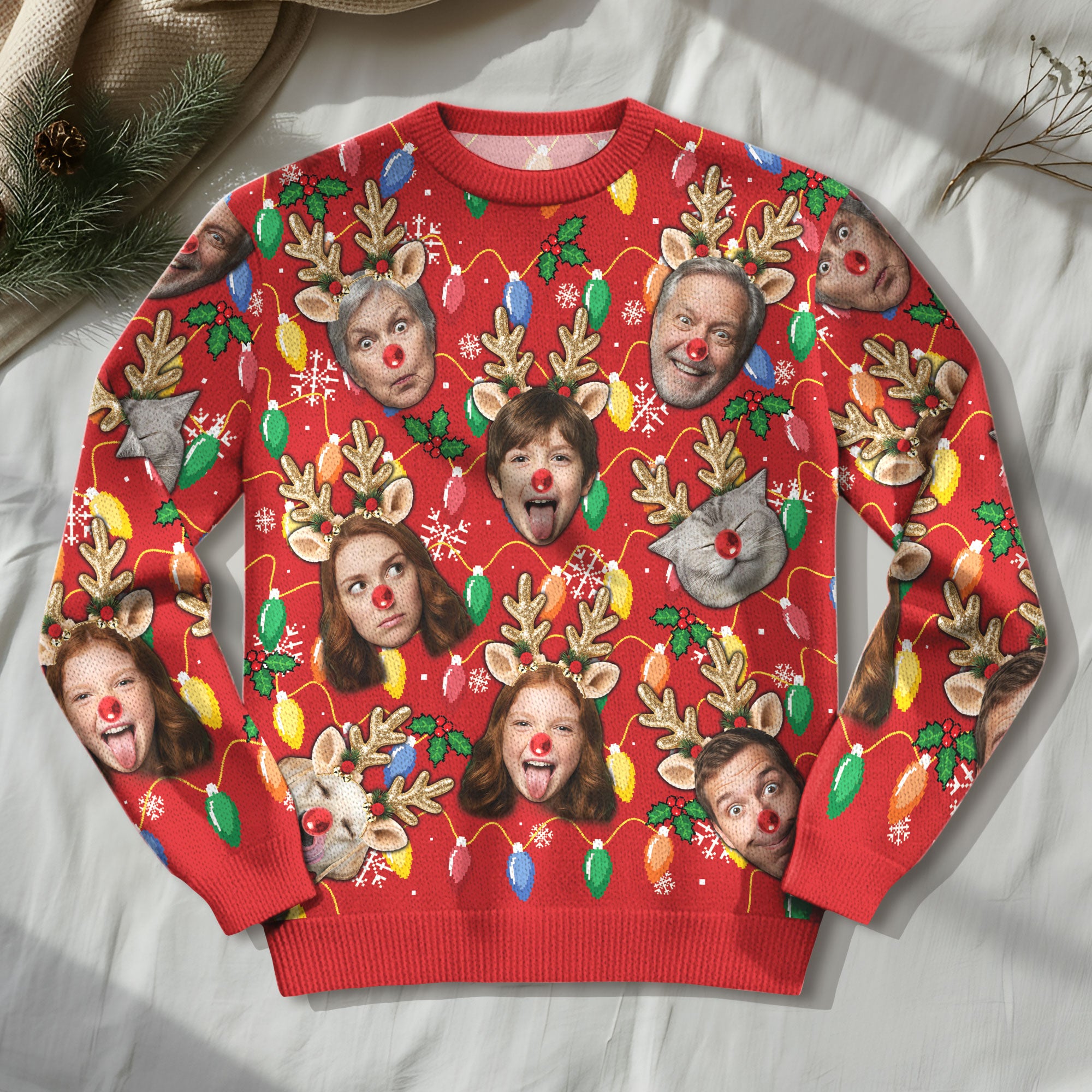 Personalized Christmas Face Collage Sweatshirt – Funny Matching Gift