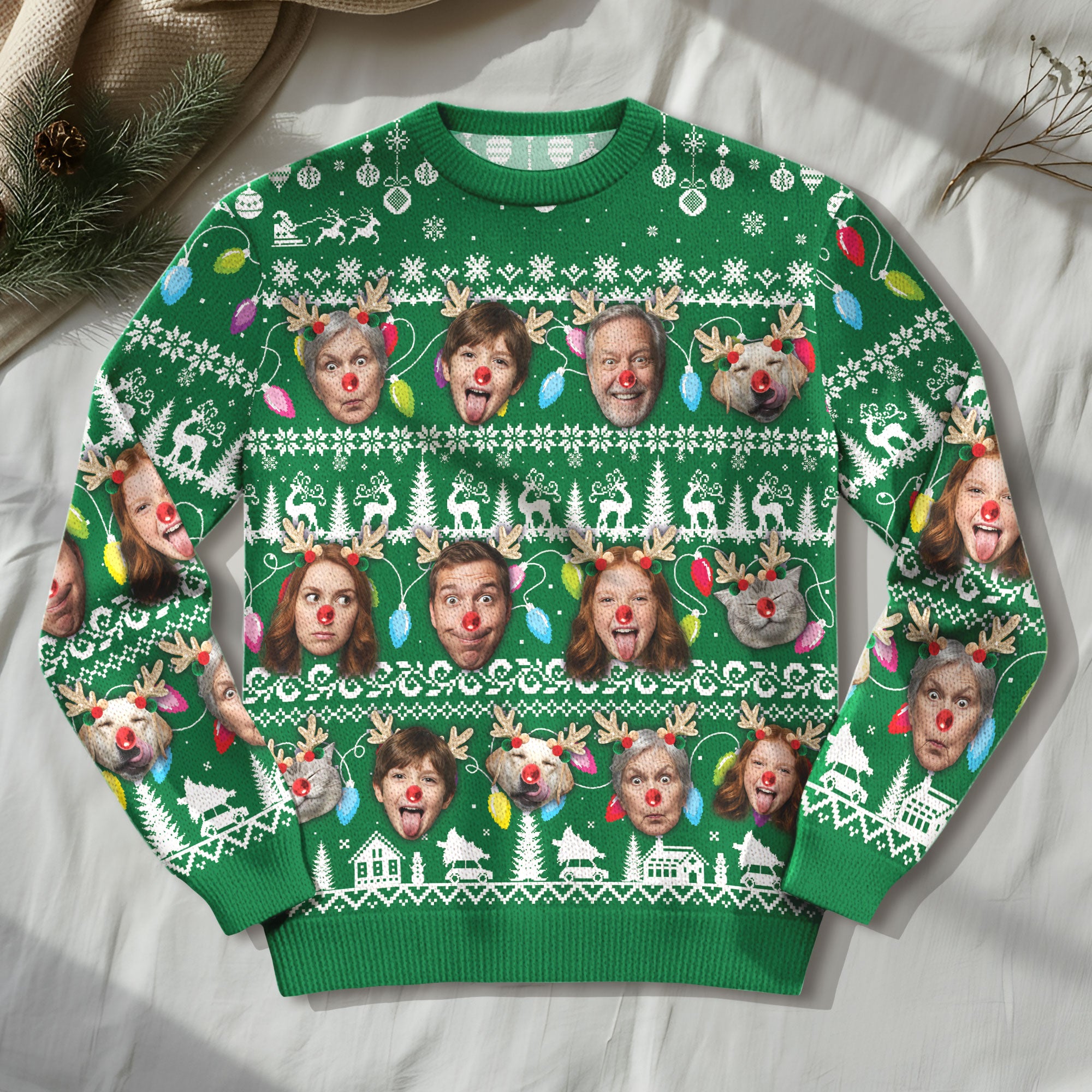 Custom Face Xmas Ugly Sweater – Personalized Funny Holiday Apparel