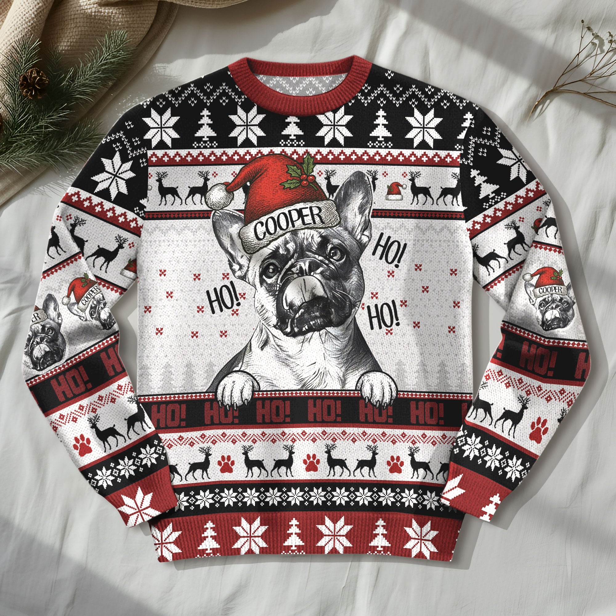 Custom Pet Photo Christmas Sweater – Funny Holiday Dog Sweatshirt Gift for Dog Dad