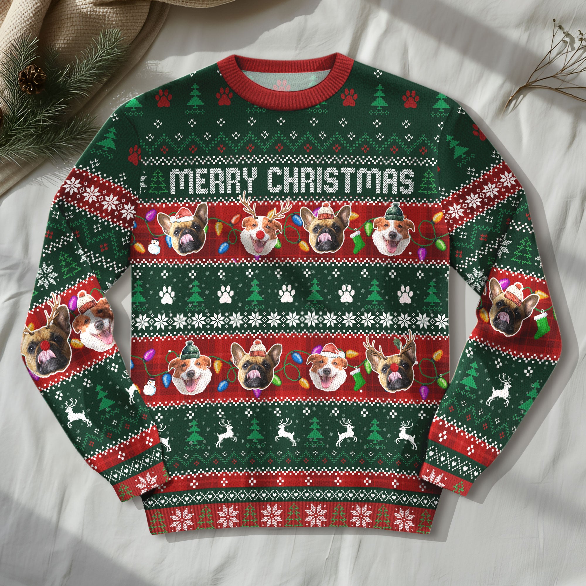 Custom Dogs Ugly Christmas Sweater – Personalized Holiday Sweatshirt Gift for Pet Lovers