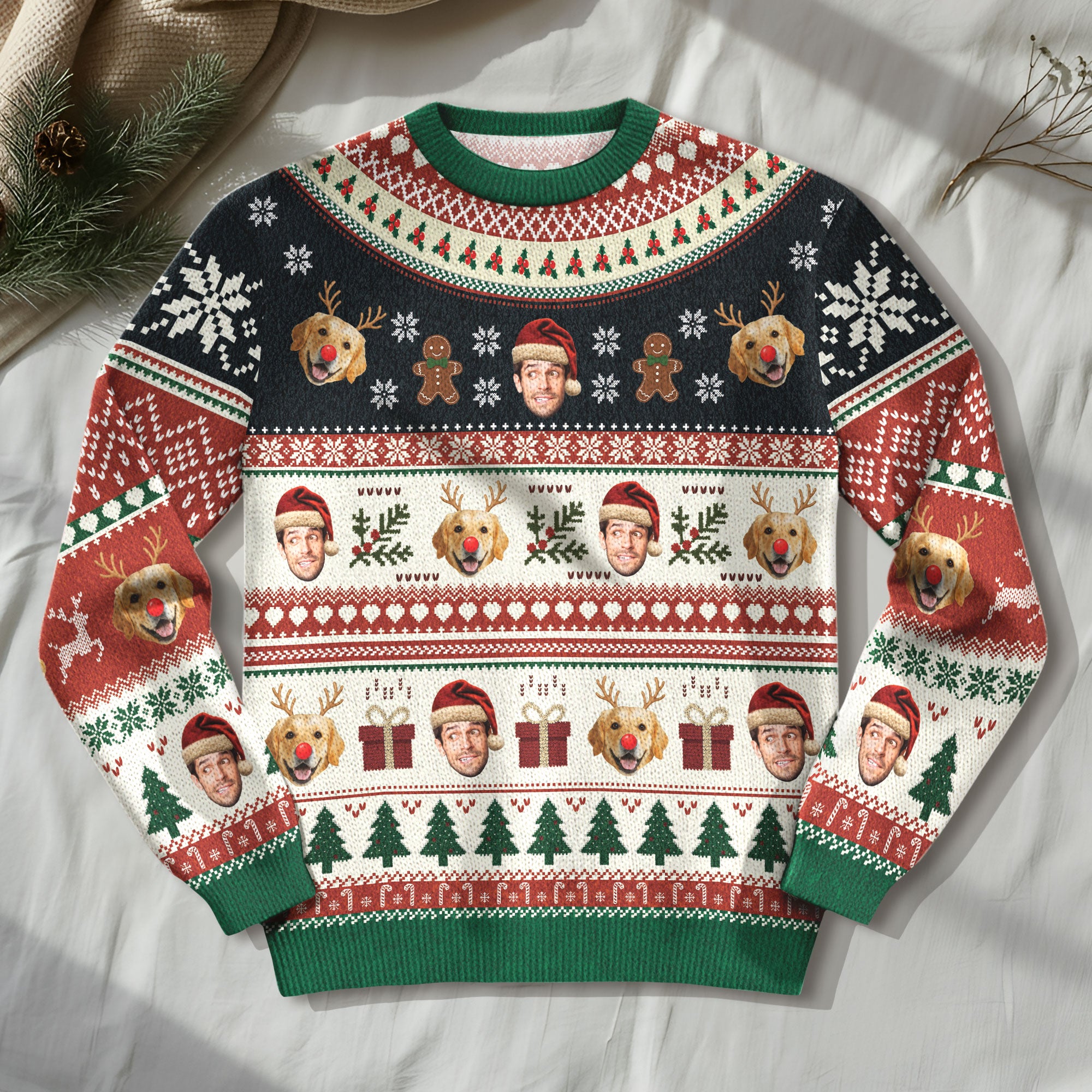 Personalized Dog Photo Christmas Sweater – Custom Holiday Sweatshirt Gift for Pet Lovers