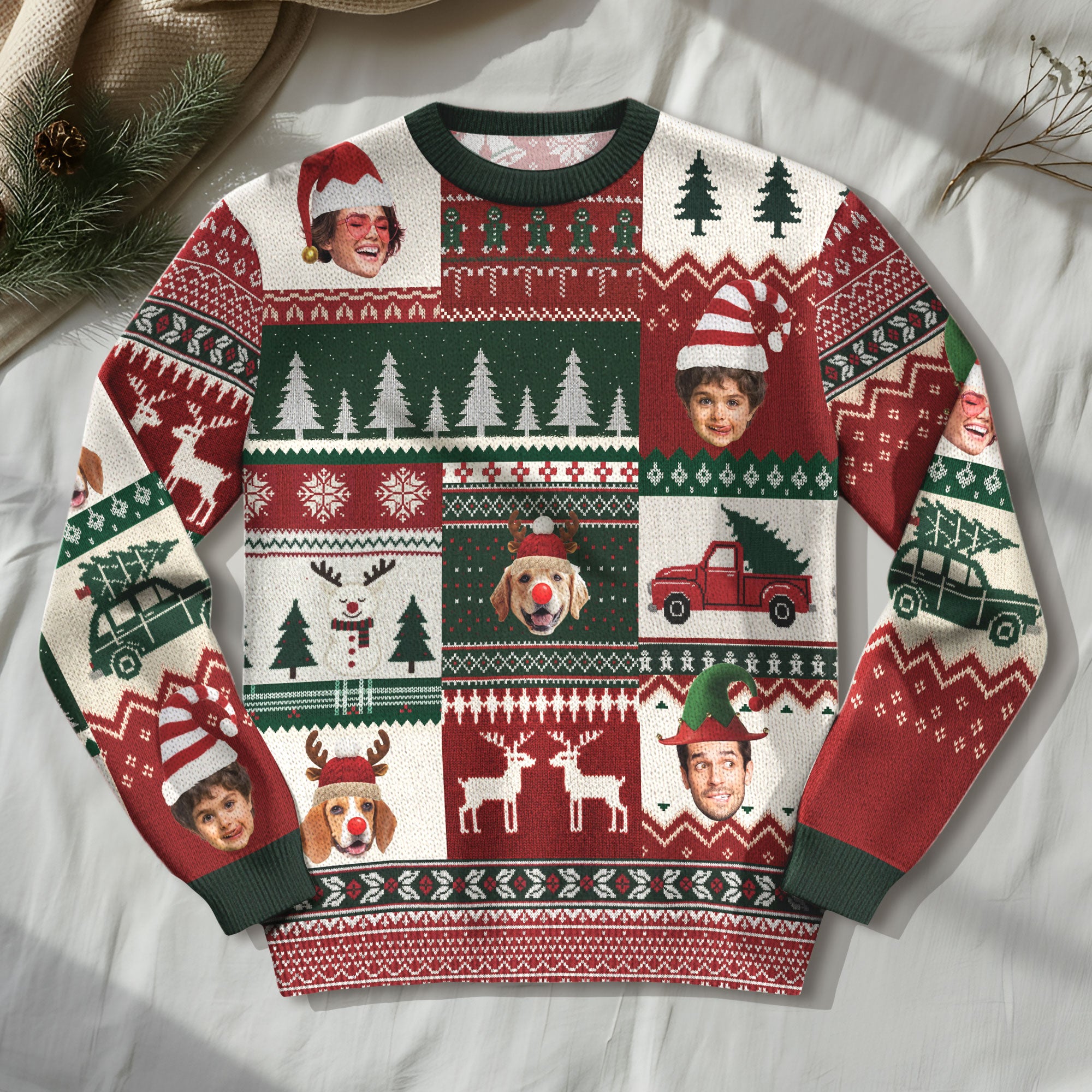 Ugly Christmas Sweater Custom Face – Personalized Holiday Sweatshirt Gift for Women Men
