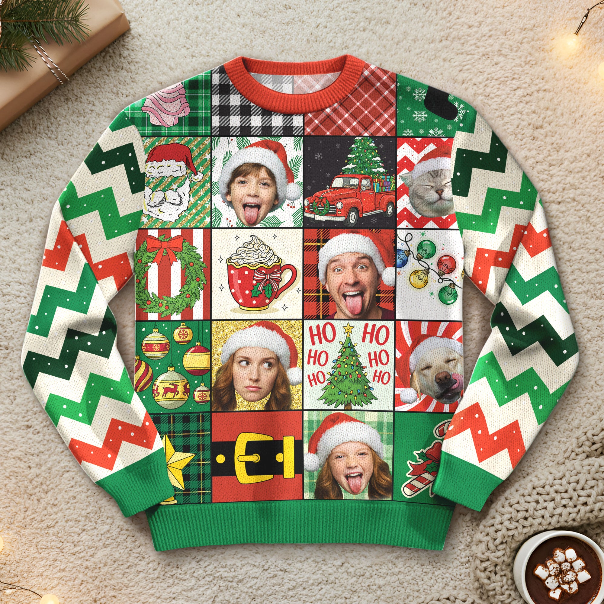 Custom Ugly Christmas Sweater – Personalized Photo Holiday Sweater for Family, Pets & Gifts