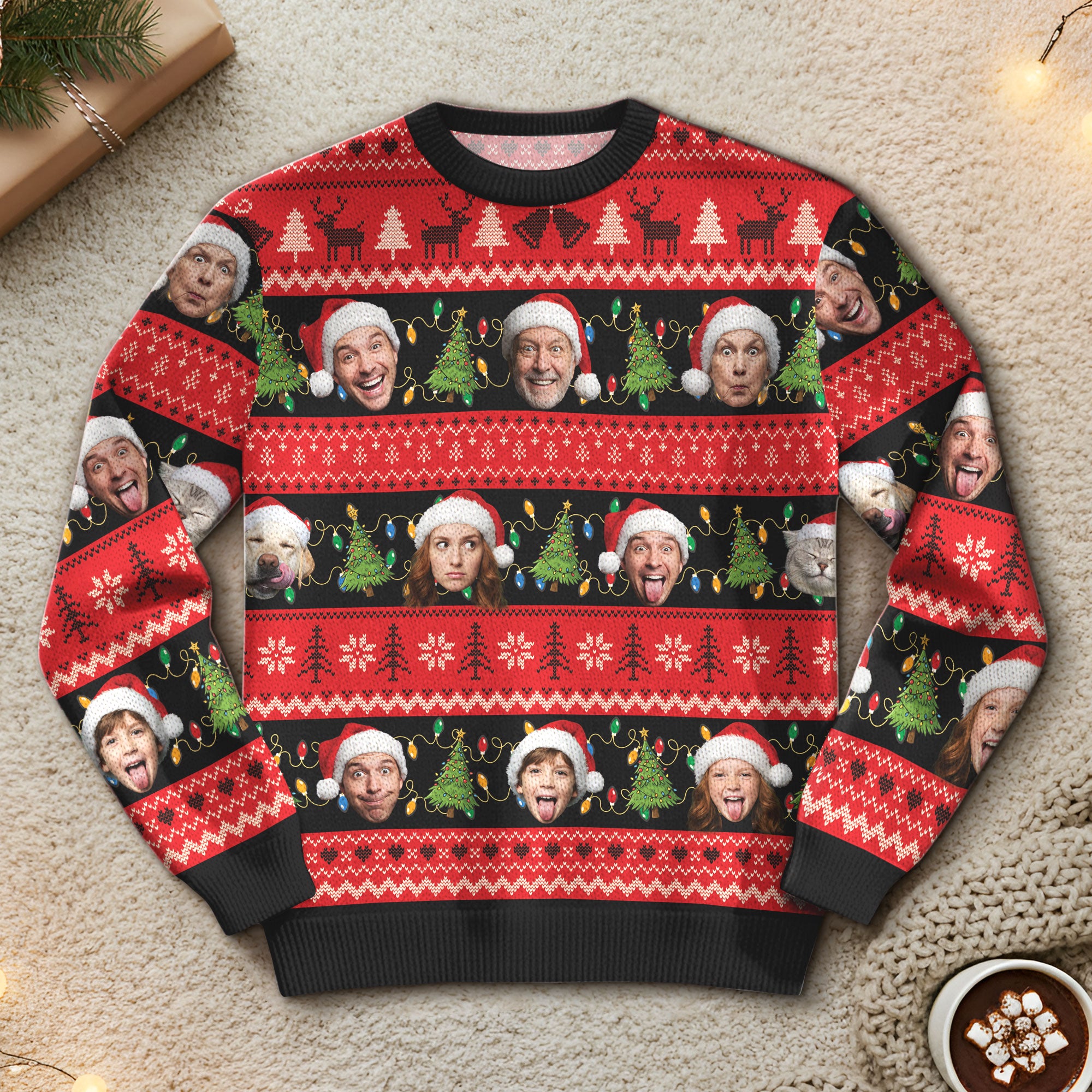Custom Ugly Christmas Sweater – Personalized Photo Festive Knit for Family, Pets & Holiday Gifts