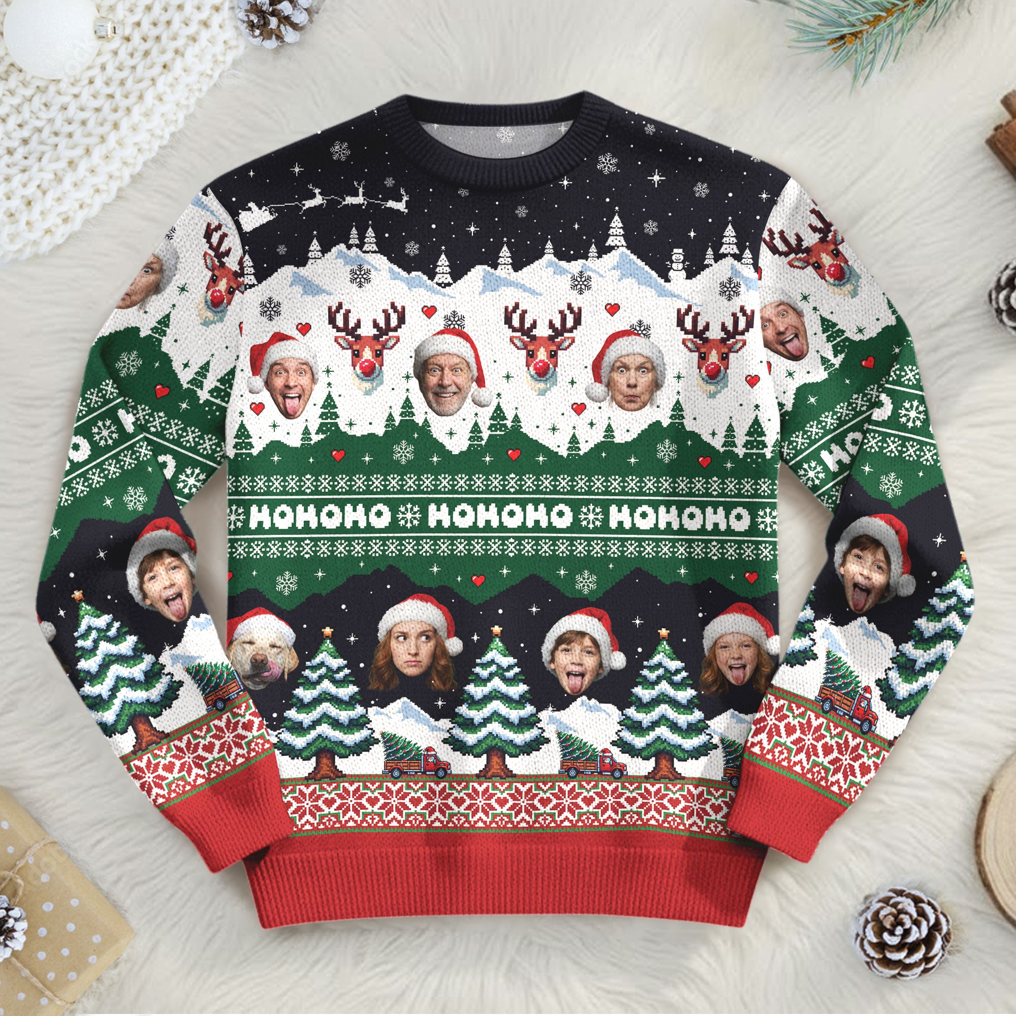 Custom Ugly Christmas Sweater – Personalized Photo Winter Holiday Knit for Family, Pets & Fun Gifting
