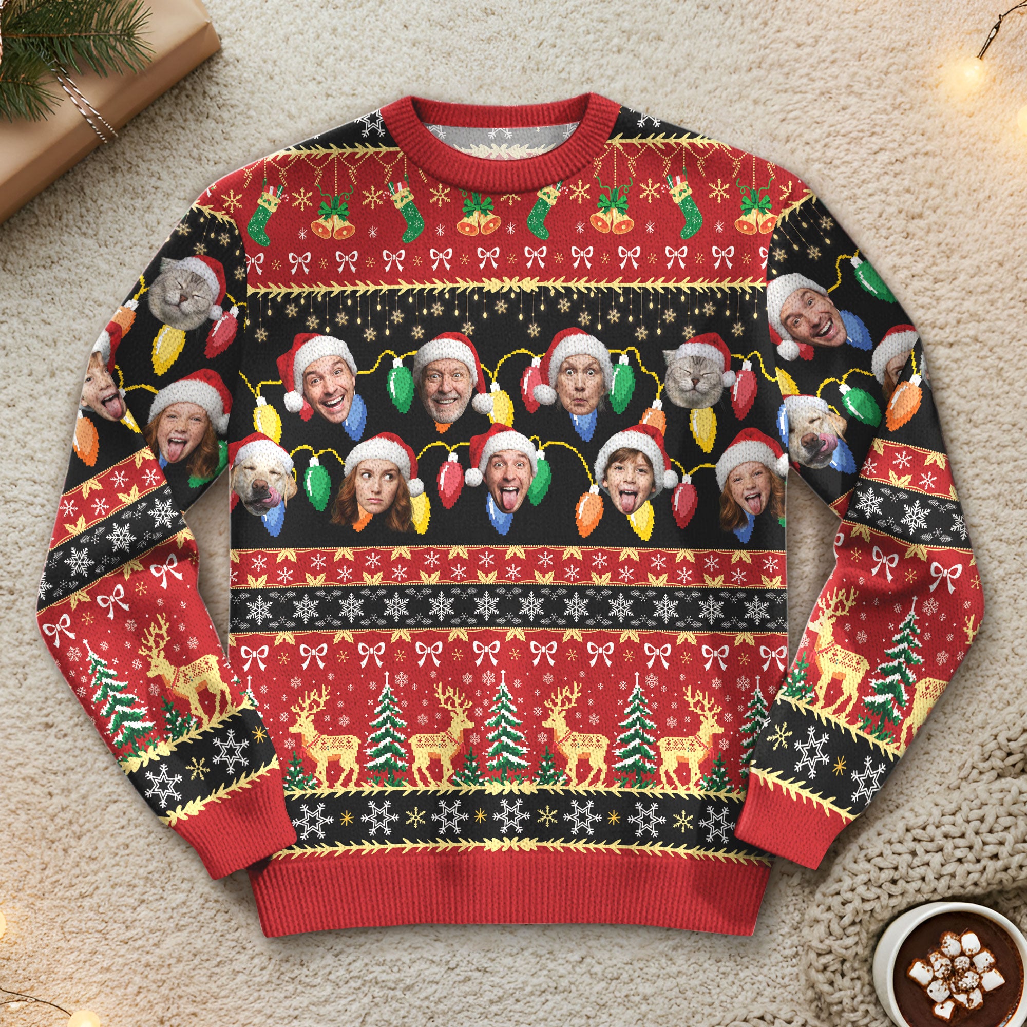 Custom Ugly Christmas Sweater – Personalized Photo Festive Knit for Family, Pets & Holiday Laughs