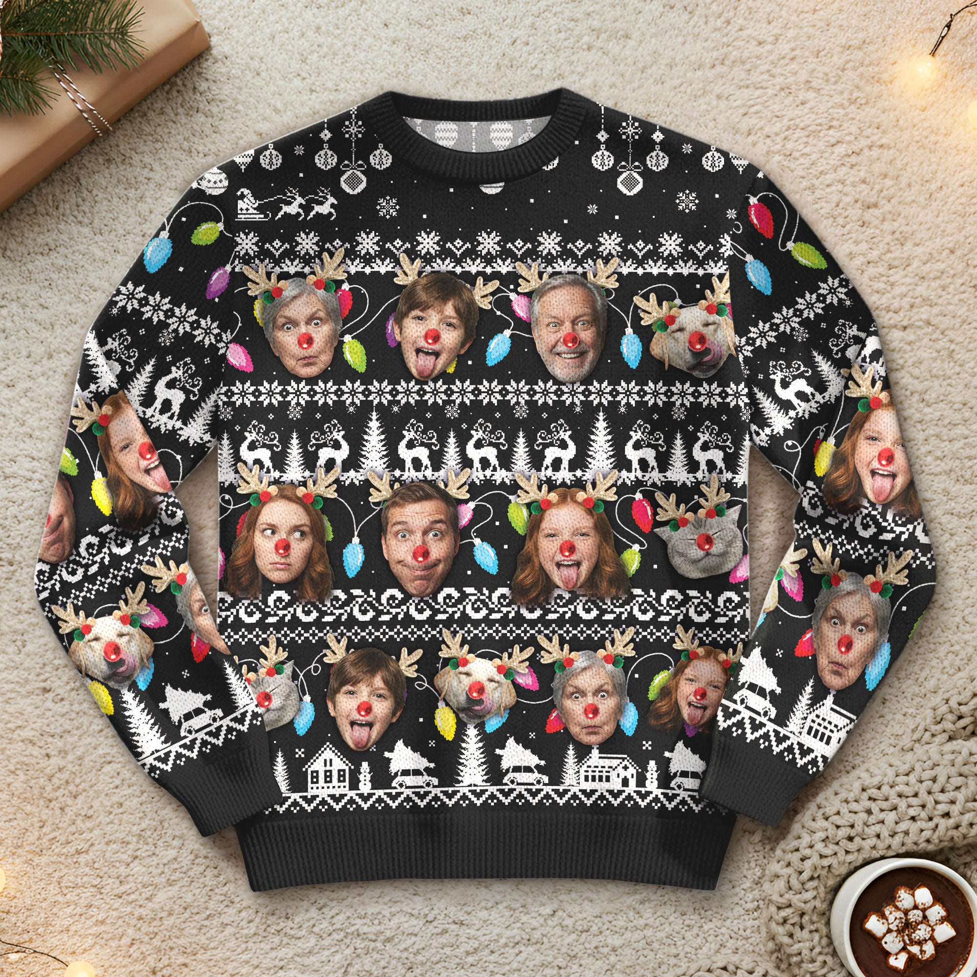Personalized Christmas Photo Ugly Sweater – Add Your Family Faces