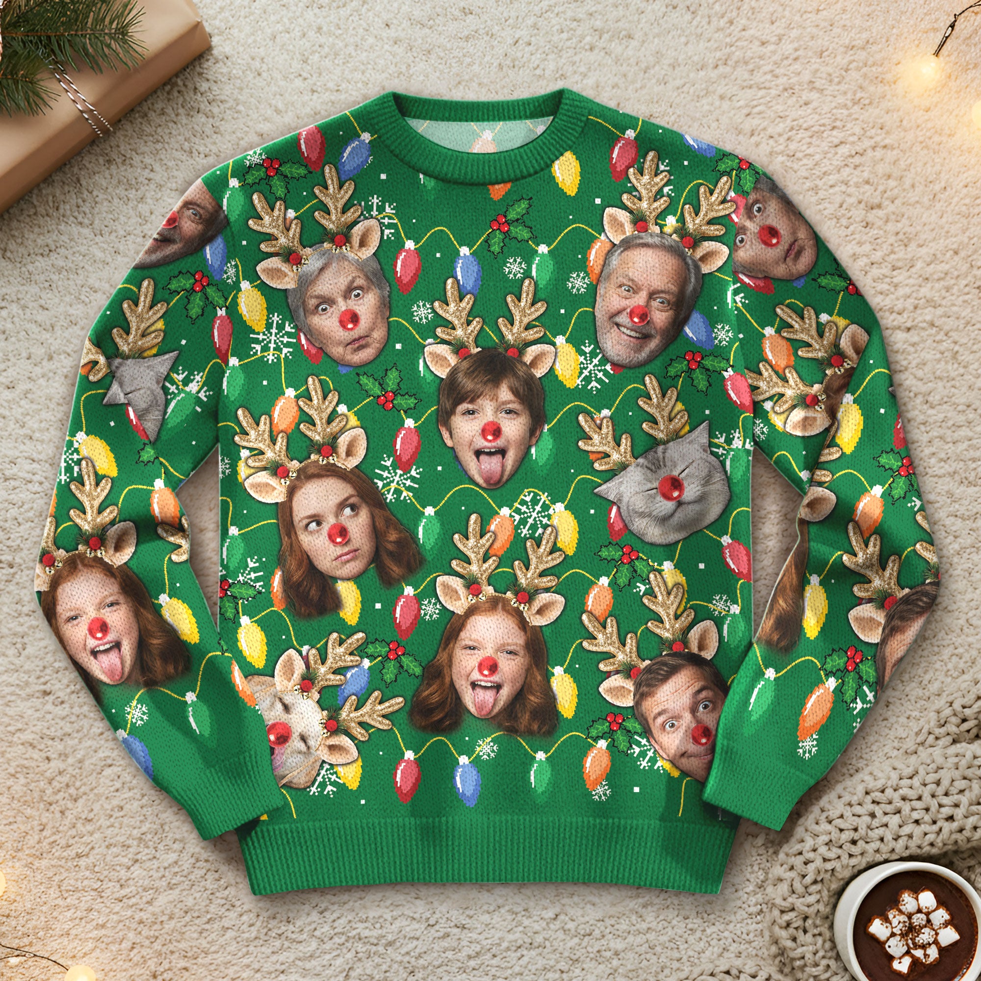 Custom Photo Ugly Christmas Sweater – Unique Family Holiday Outfit